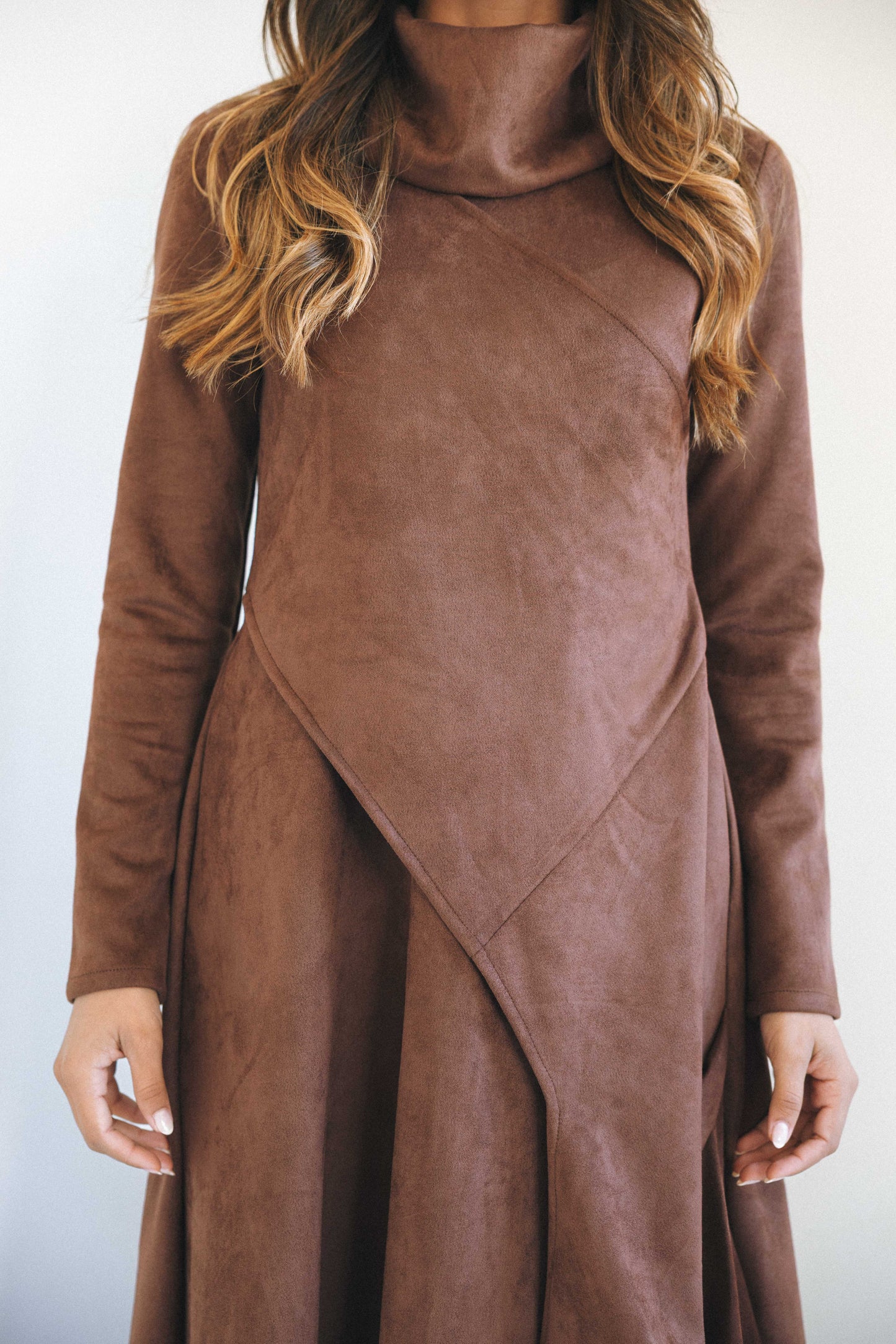 ASYMMETRICAL DRESS - BROWN