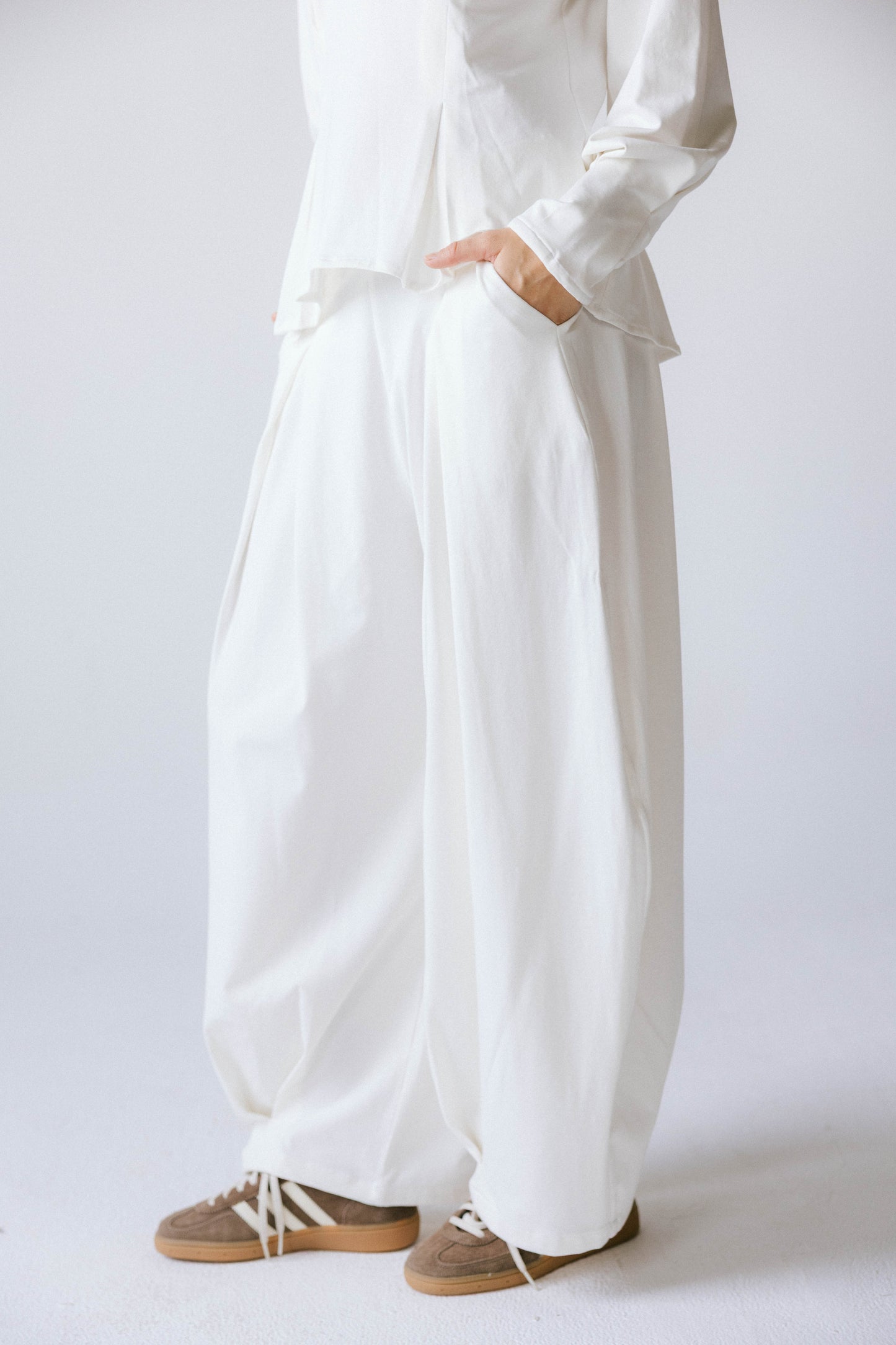 Pleats cotton set - white