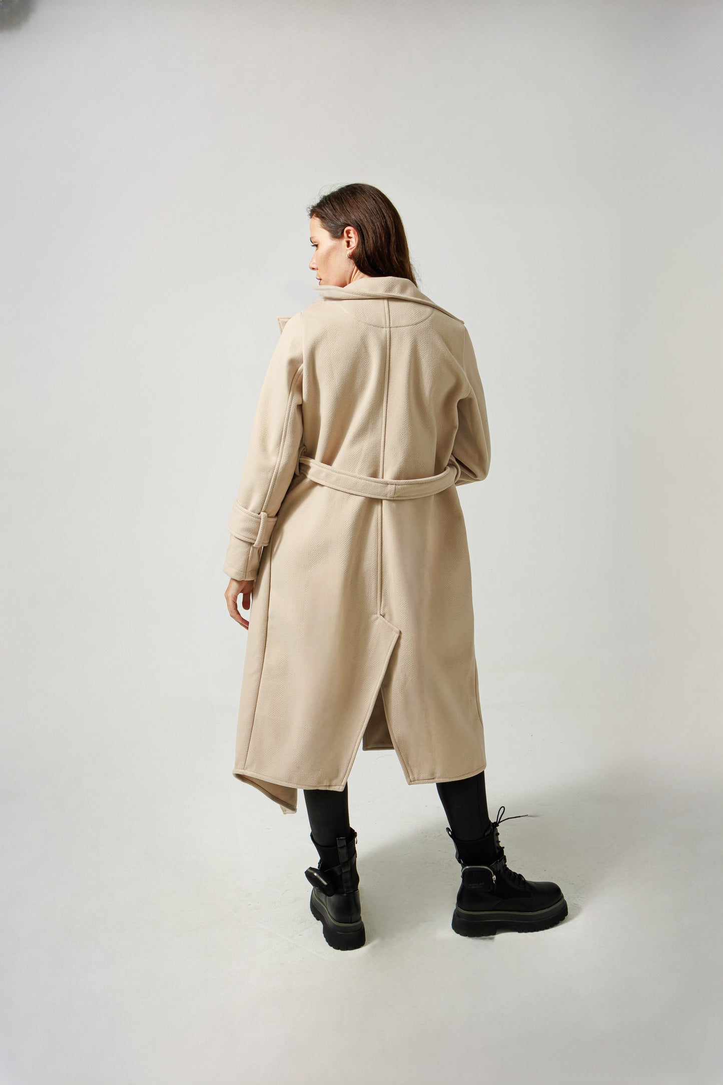 Asymmetric wool coat