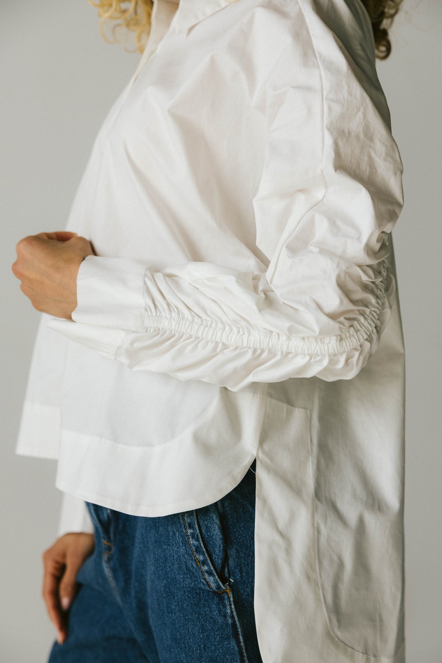 Ruched Back Shirt - white