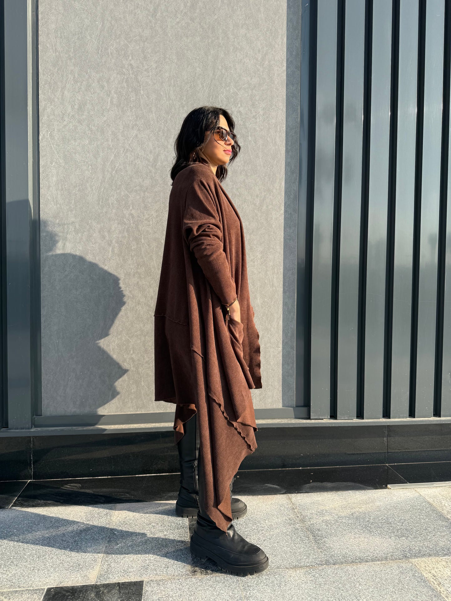 Asymmetrical knit cardigan