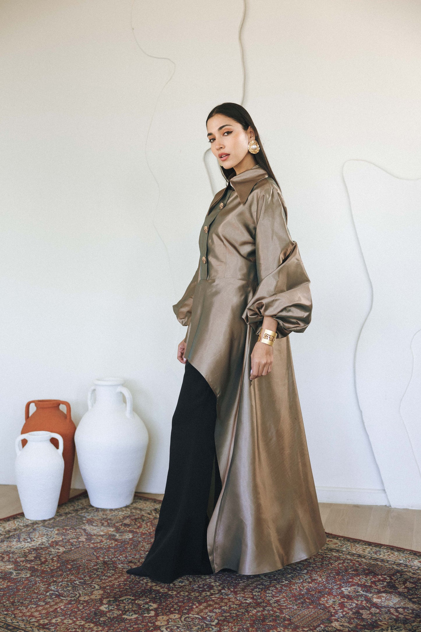 FLOW TAFFETA TOP - GOLD