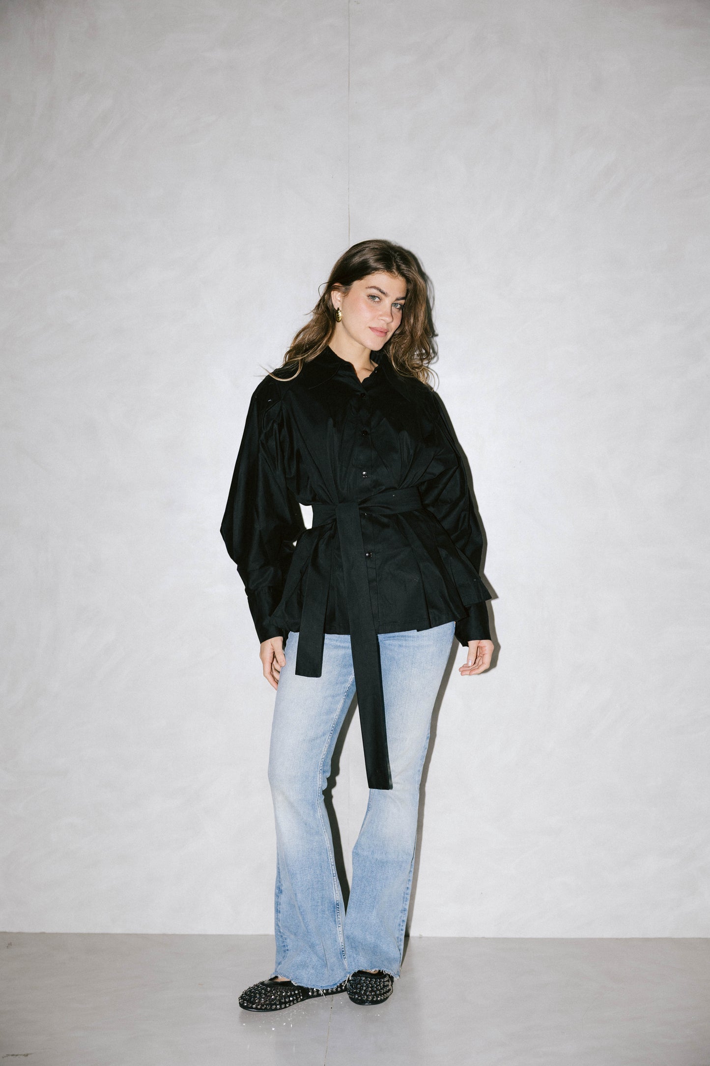 Waistline poplin shirt