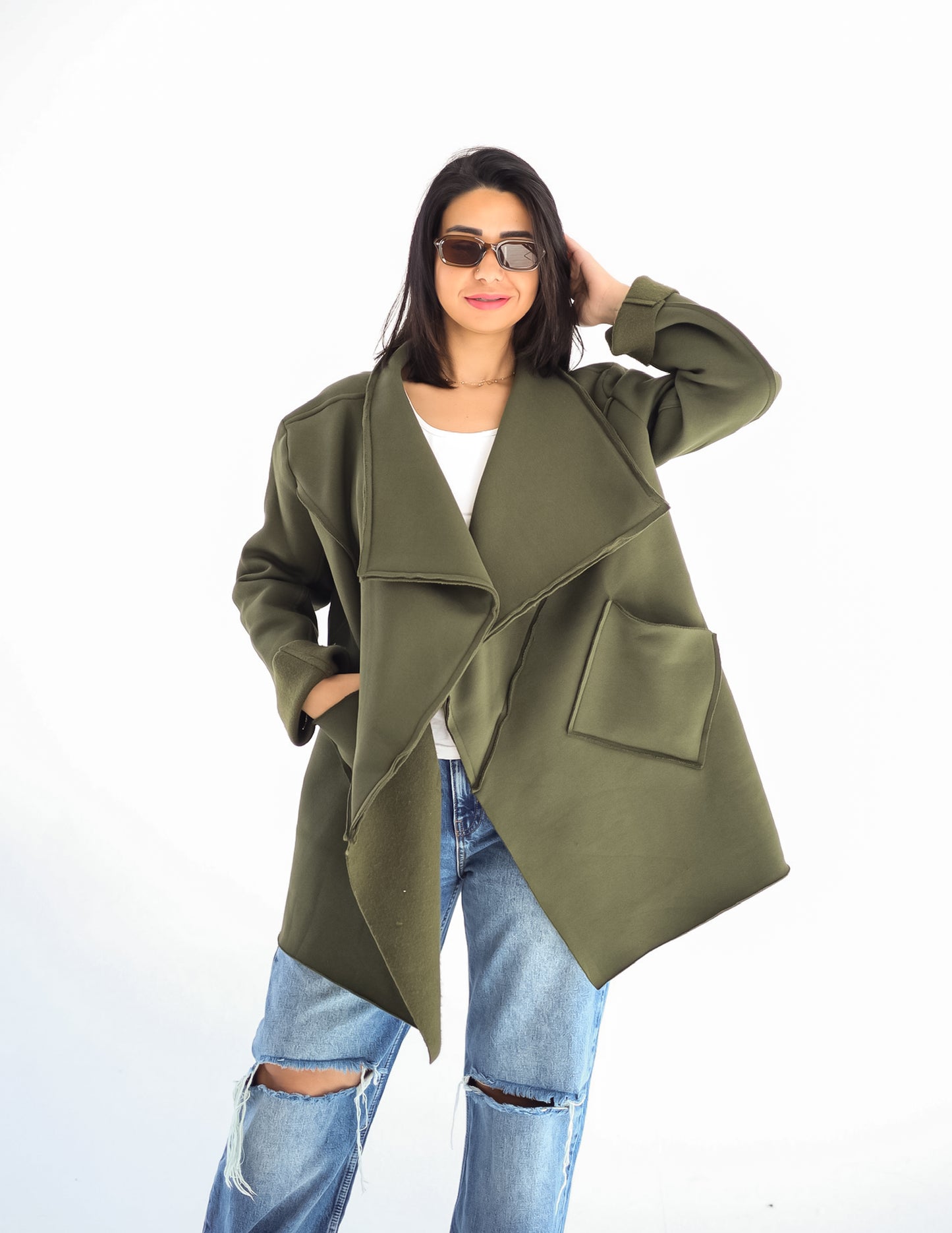 Unfinished Milton cardigan - OLIVE