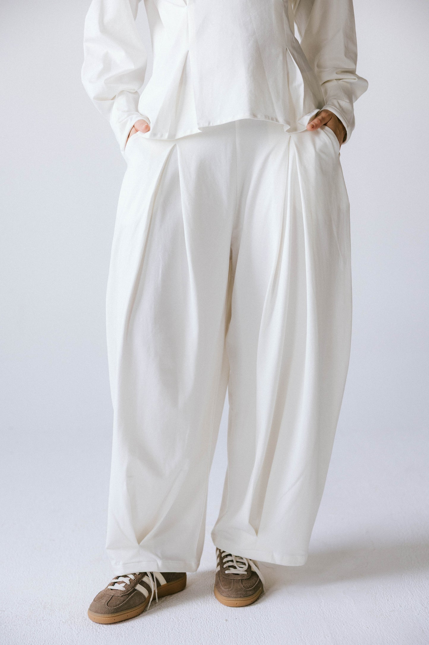 Pleats cotton set - white