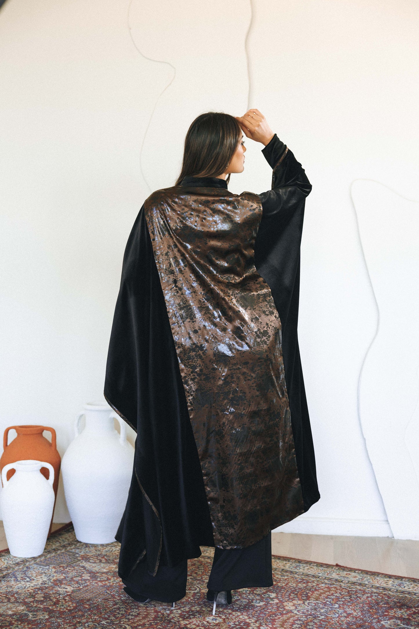 LEATHER VELVET KAFTAN