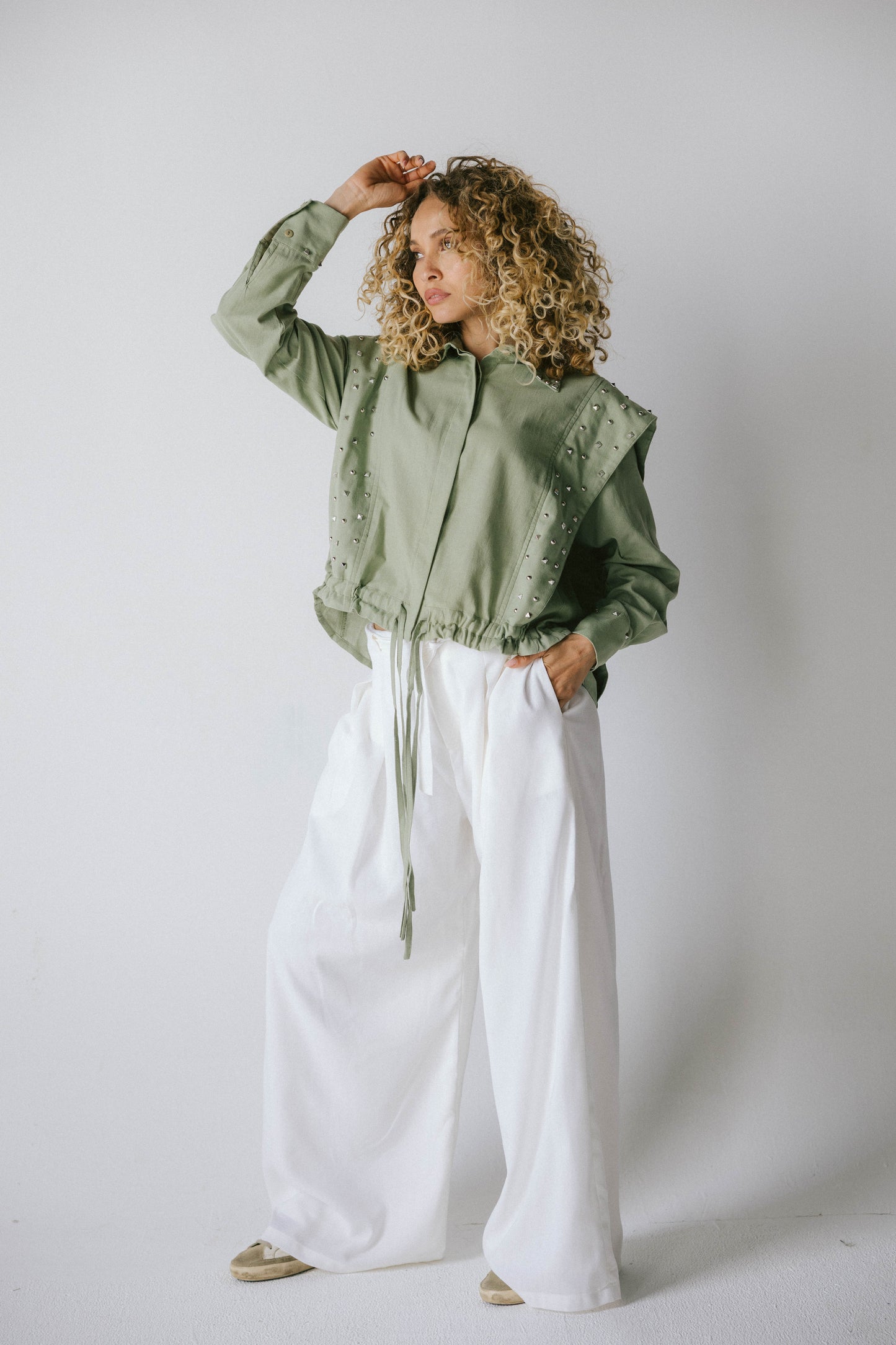 Studded linen shirt