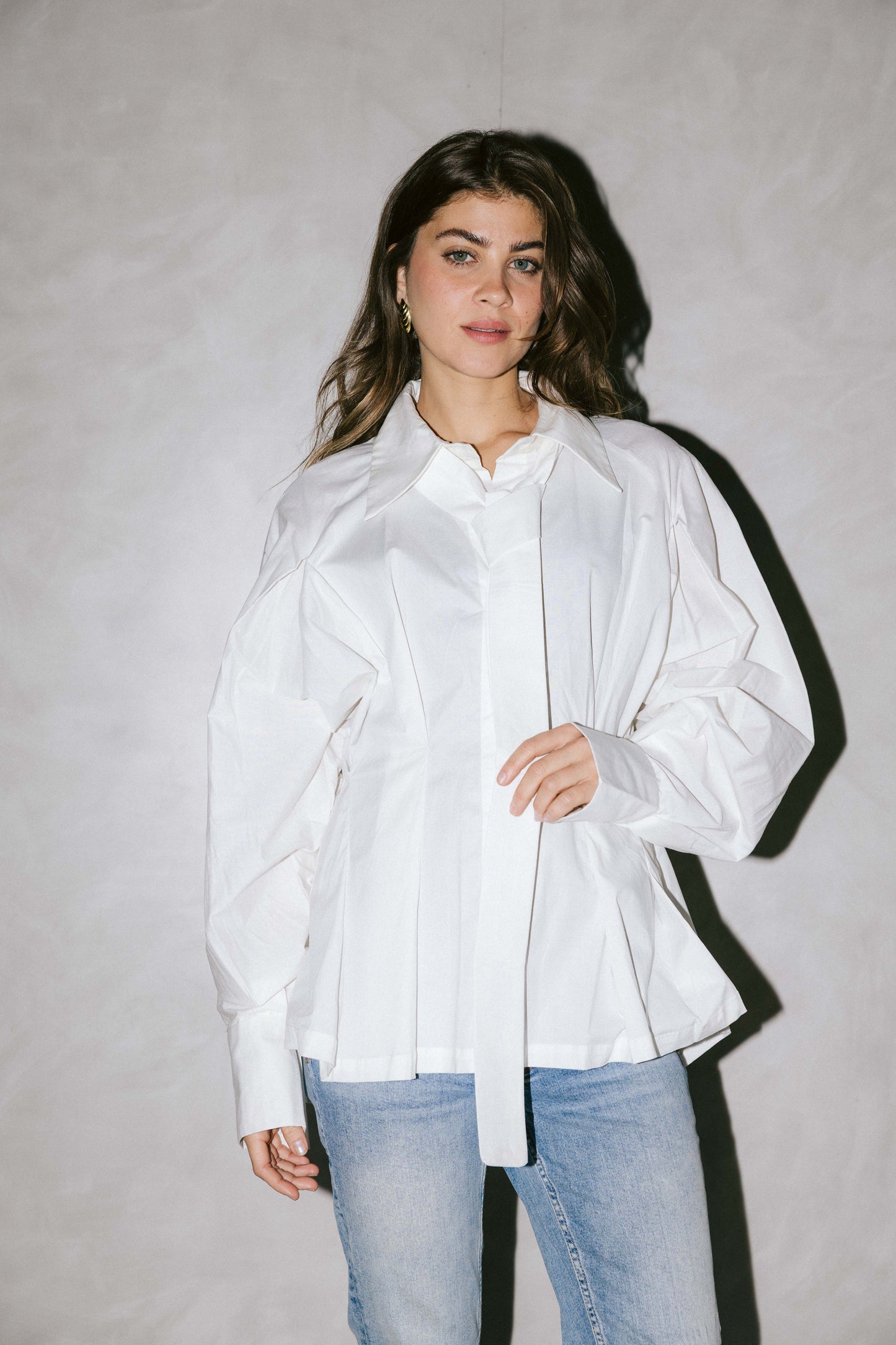 Waistline poplin shirt