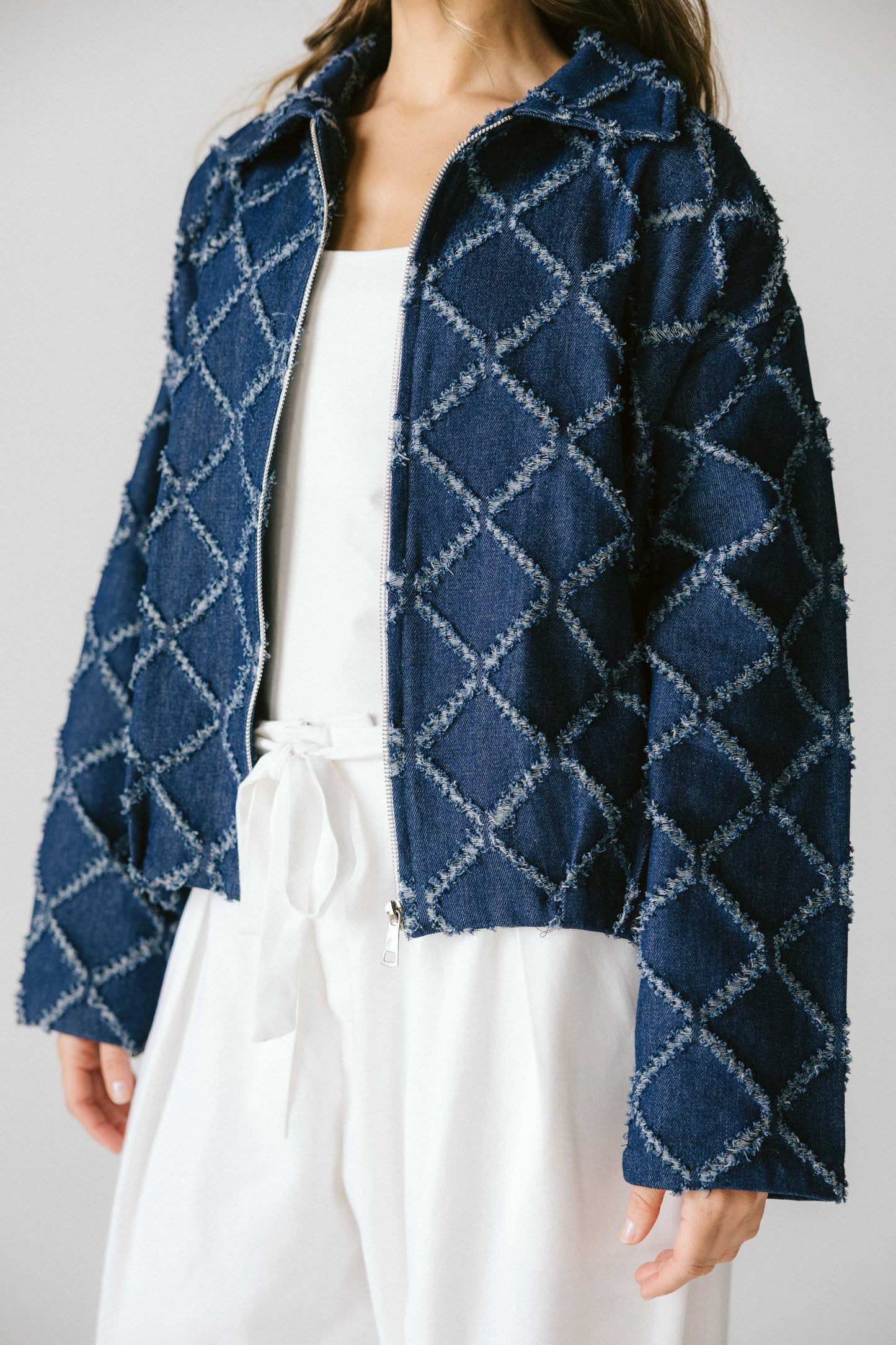 Textured denim jacket