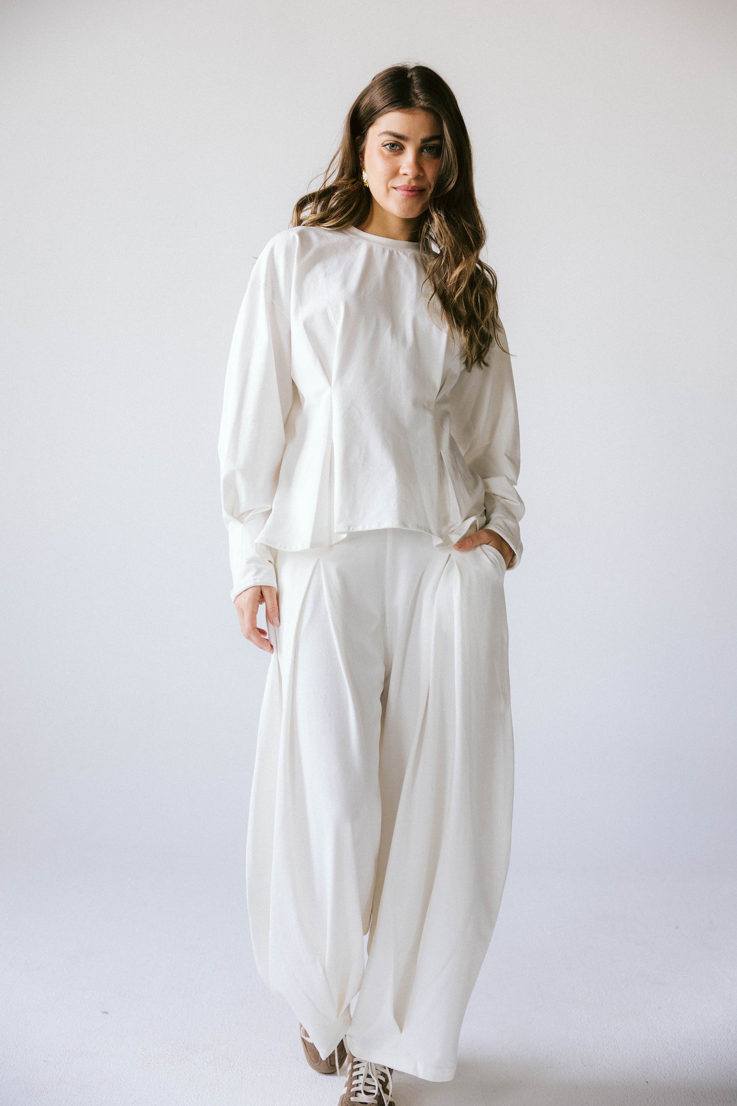 Pleats cotton set - white