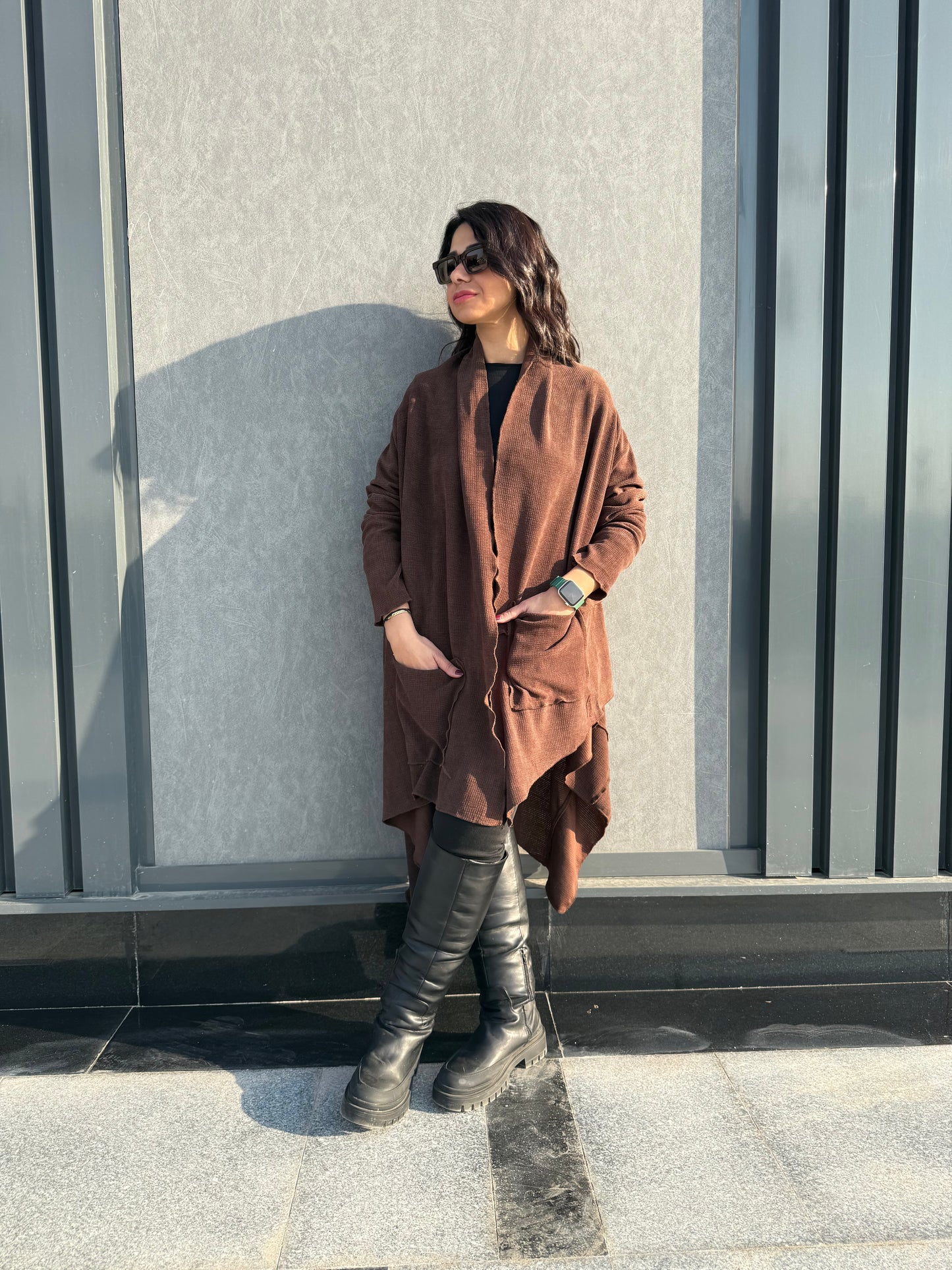 Asymmetrical knit cardigan