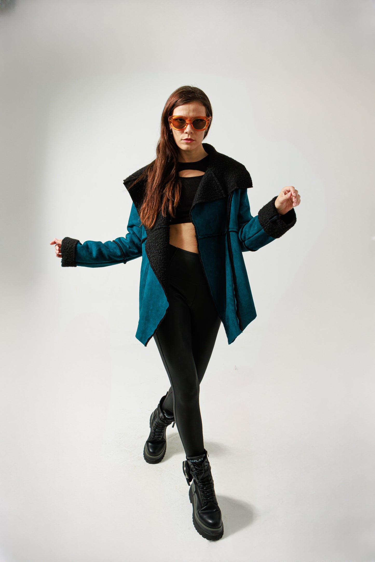 Suede asymmetric jacket