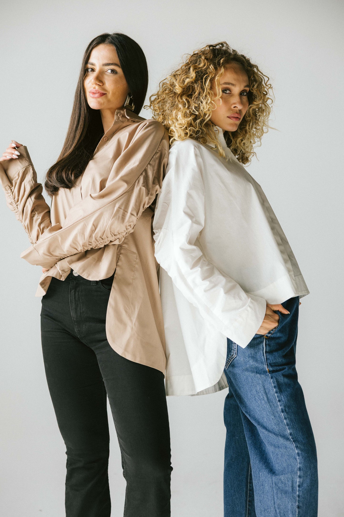 Ruched back shirt - beige