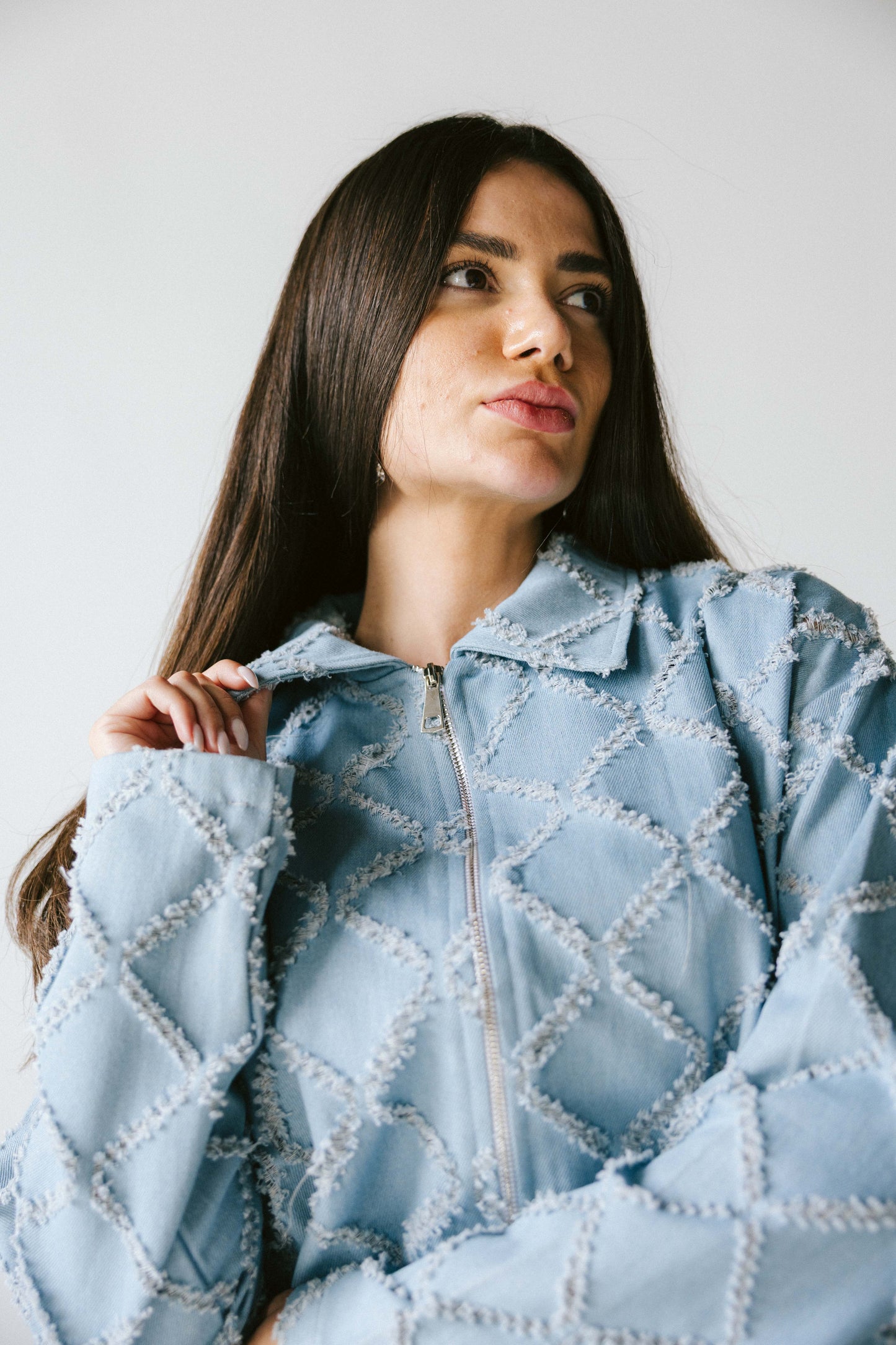 Textured denim jacket