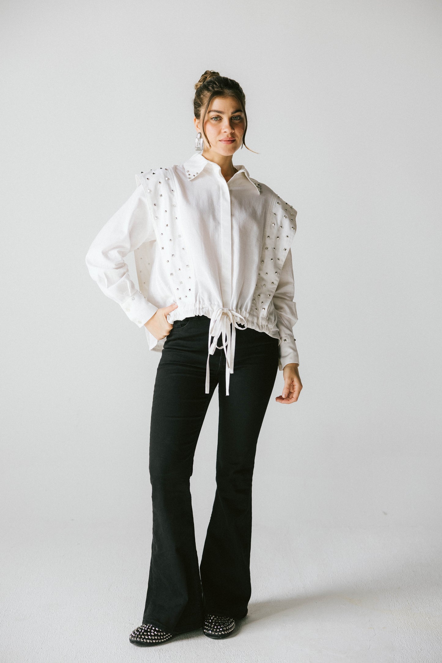 Studded linen shirt