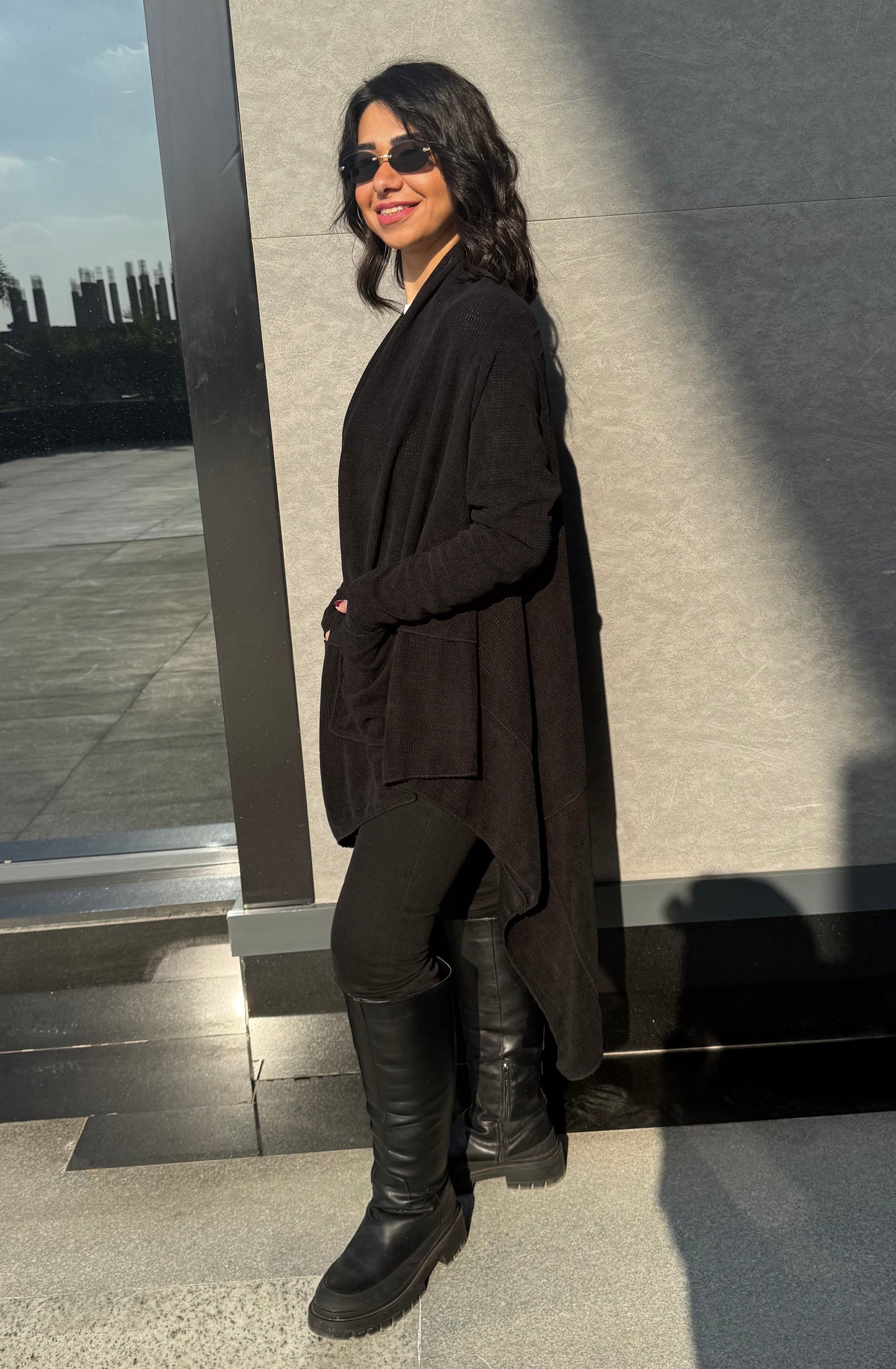 Asymmetrical knit cardigan