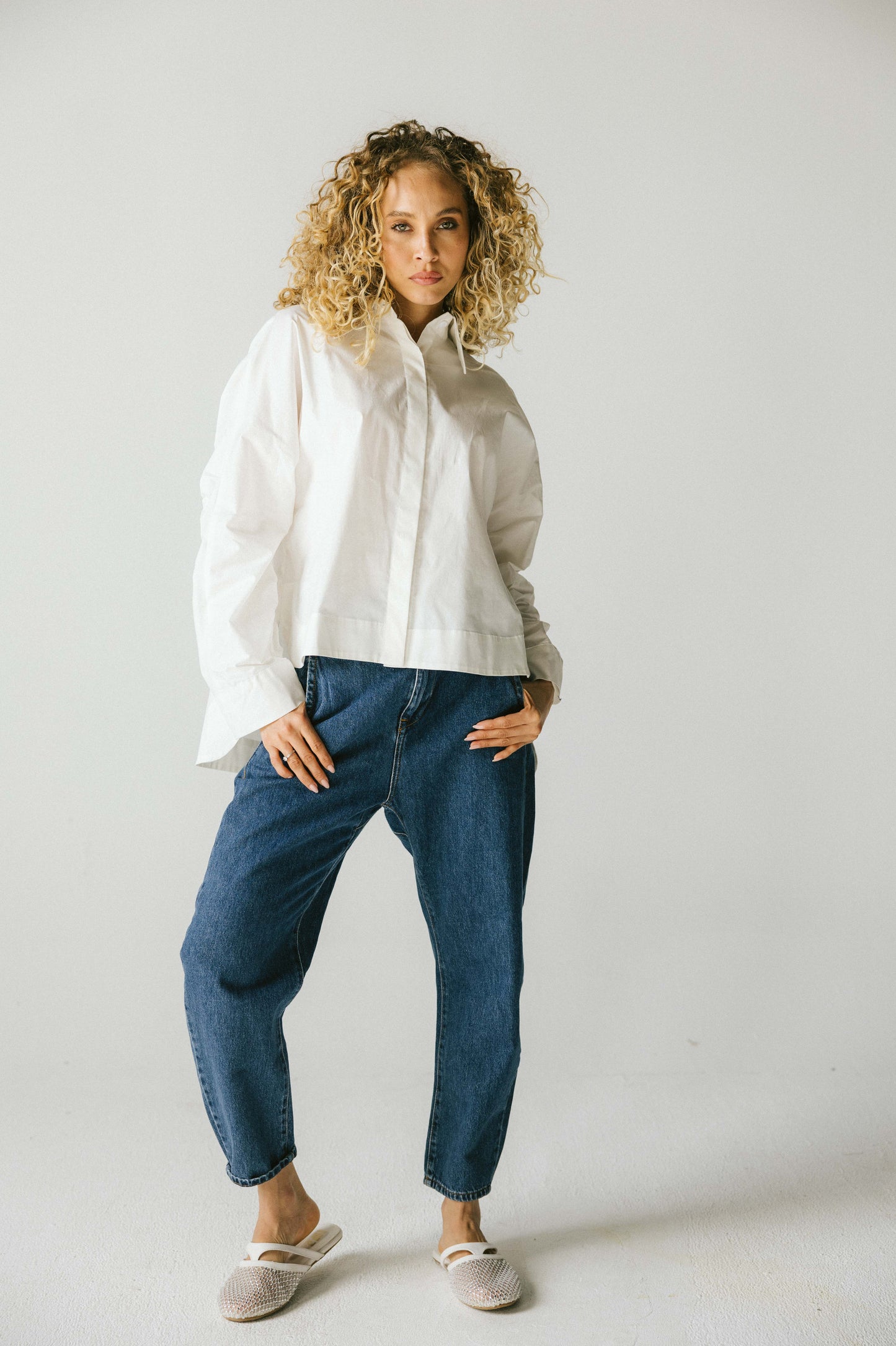 Ruched Back Shirt - white