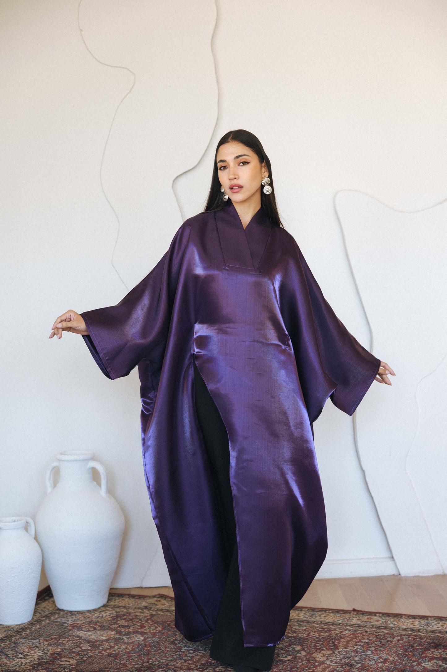 VELOUR FLOW KAFTAN - PURPLE