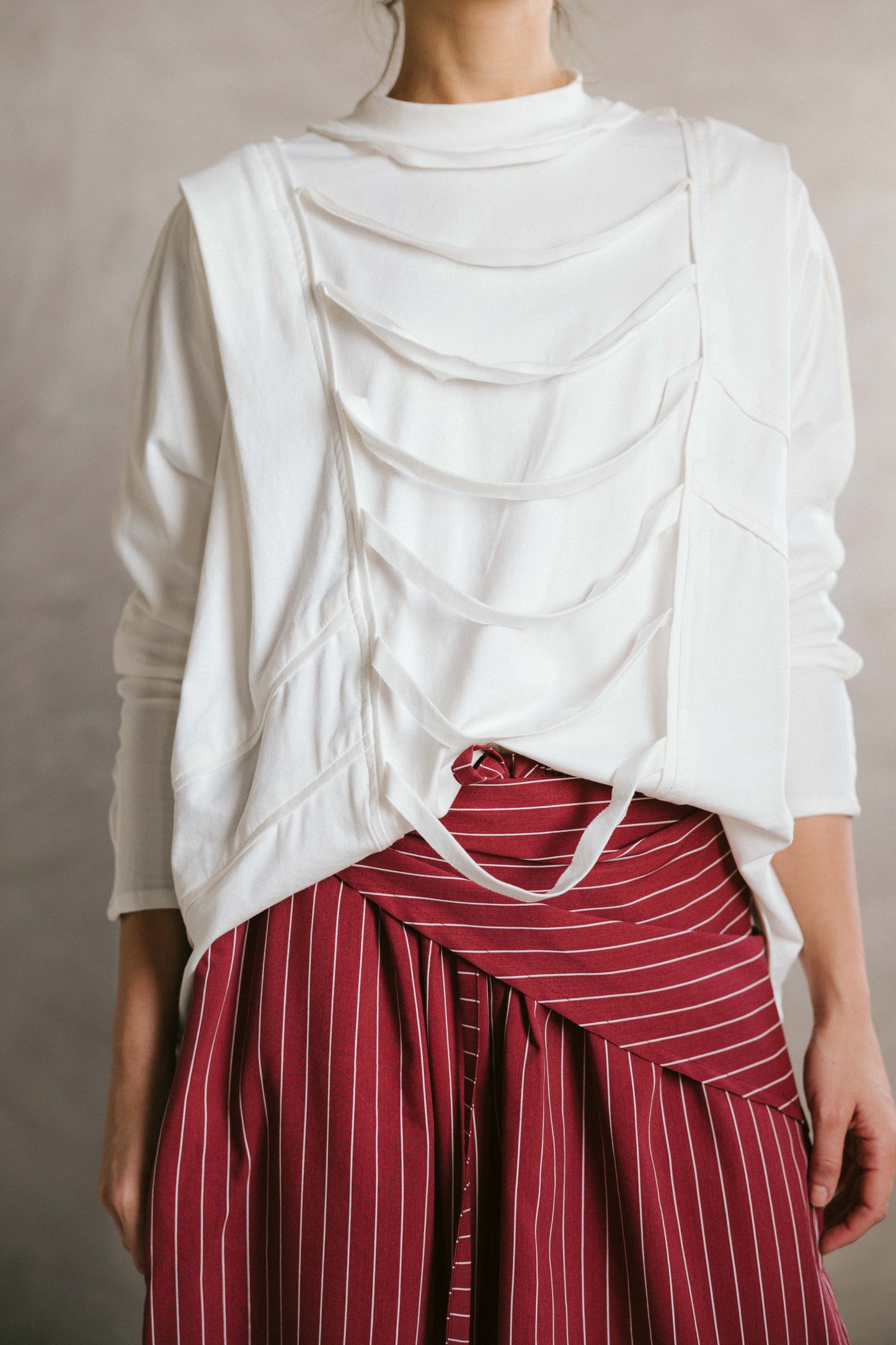Ruched cotton t-shirt - white