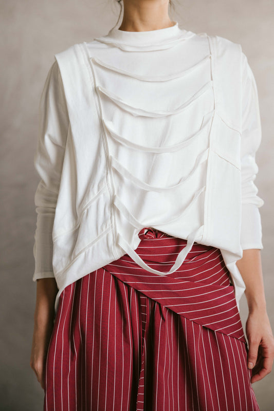 Ruched cotton t-shirt - white