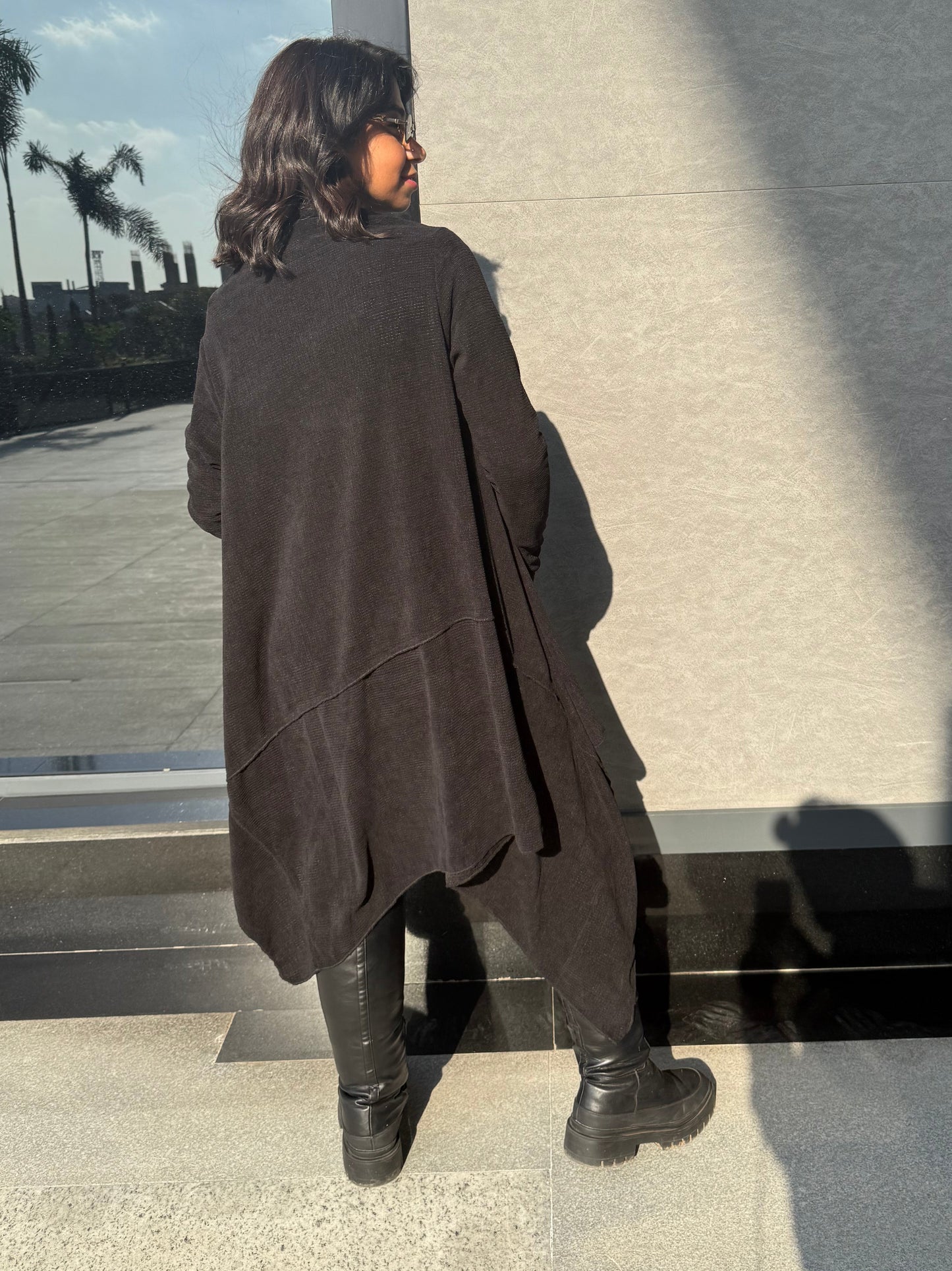 Asymmetrical knit cardigan