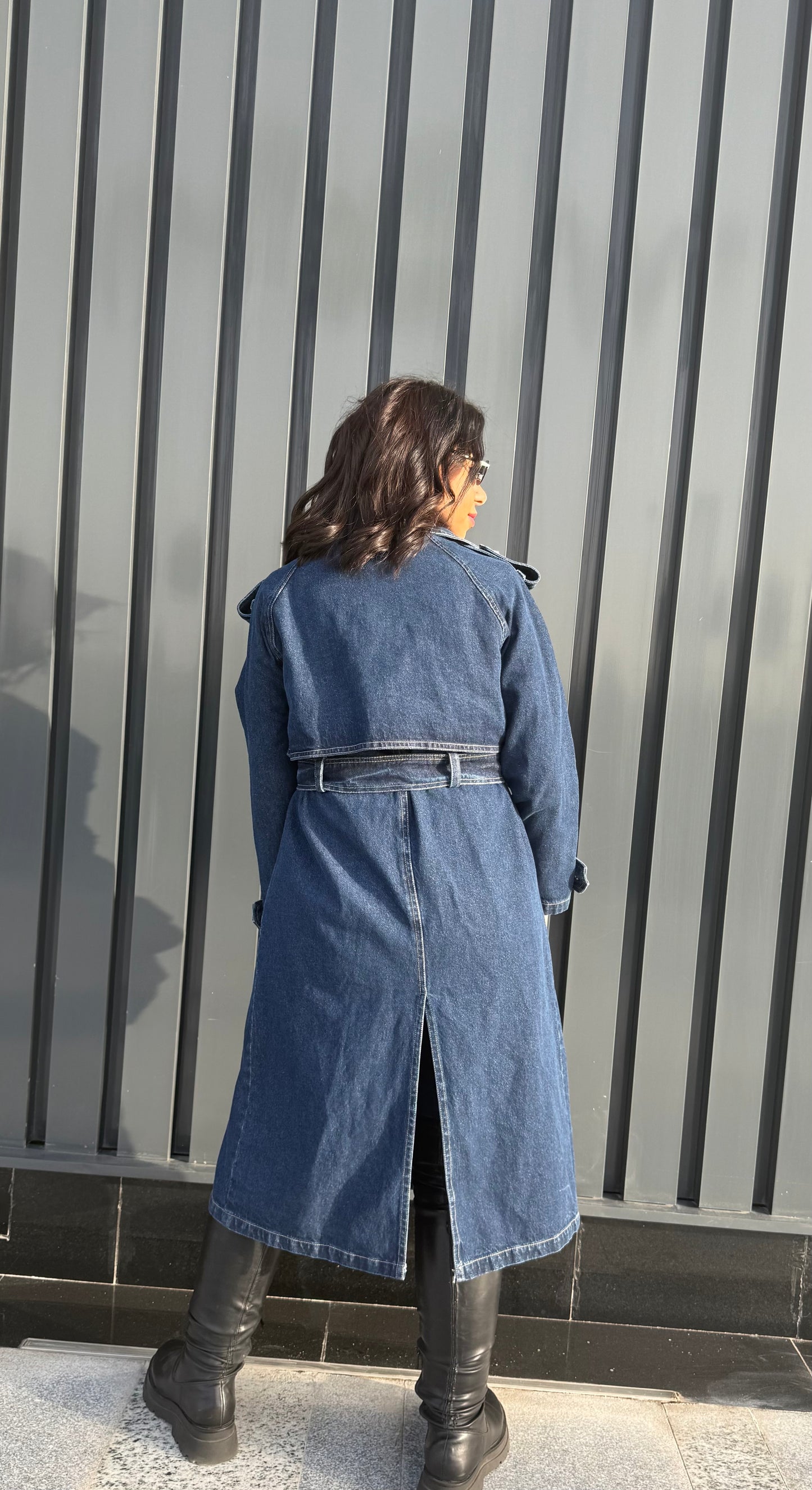 Denim trench coat - NAVY
