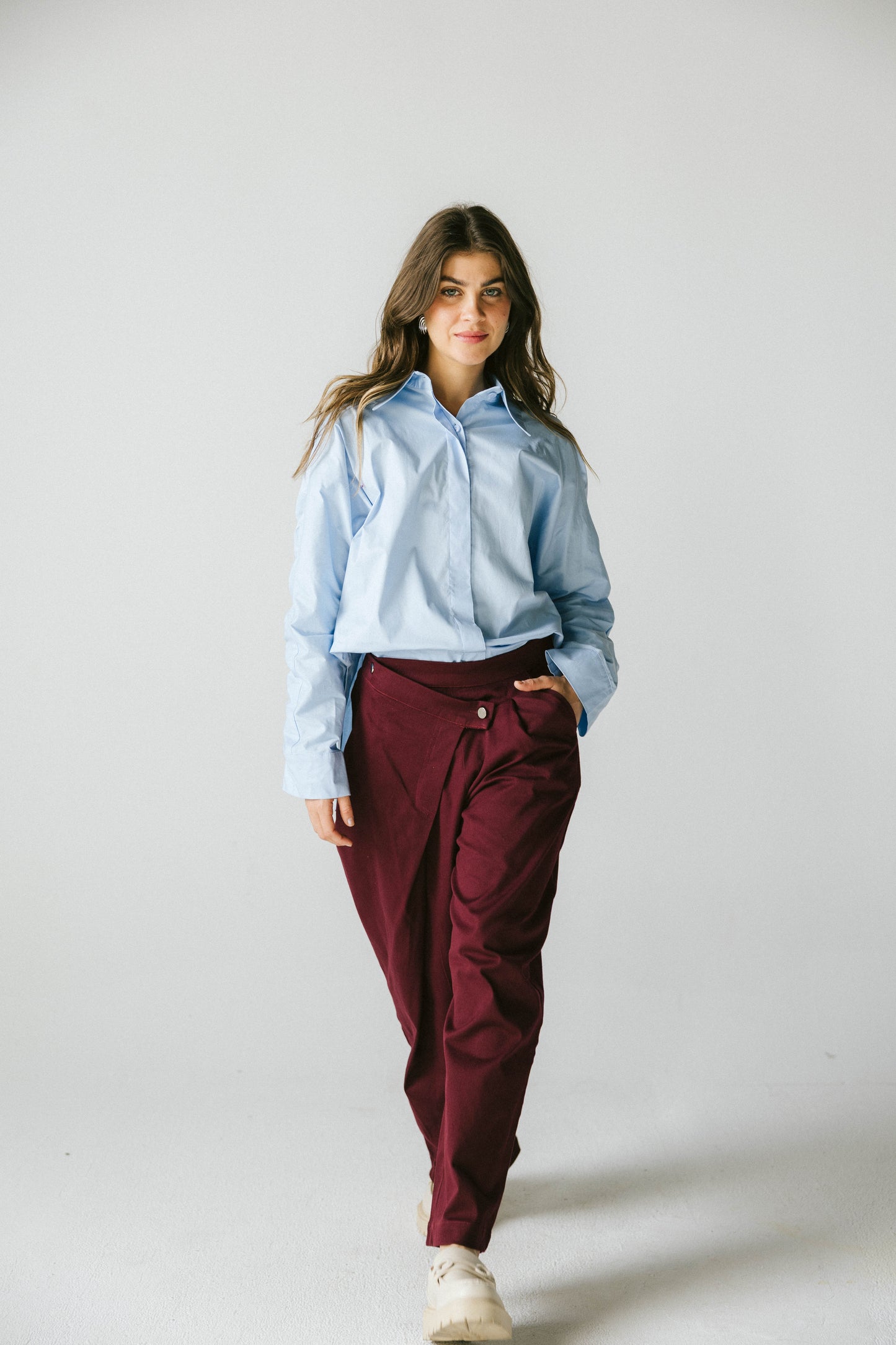 Ruched back shirt - baby blue