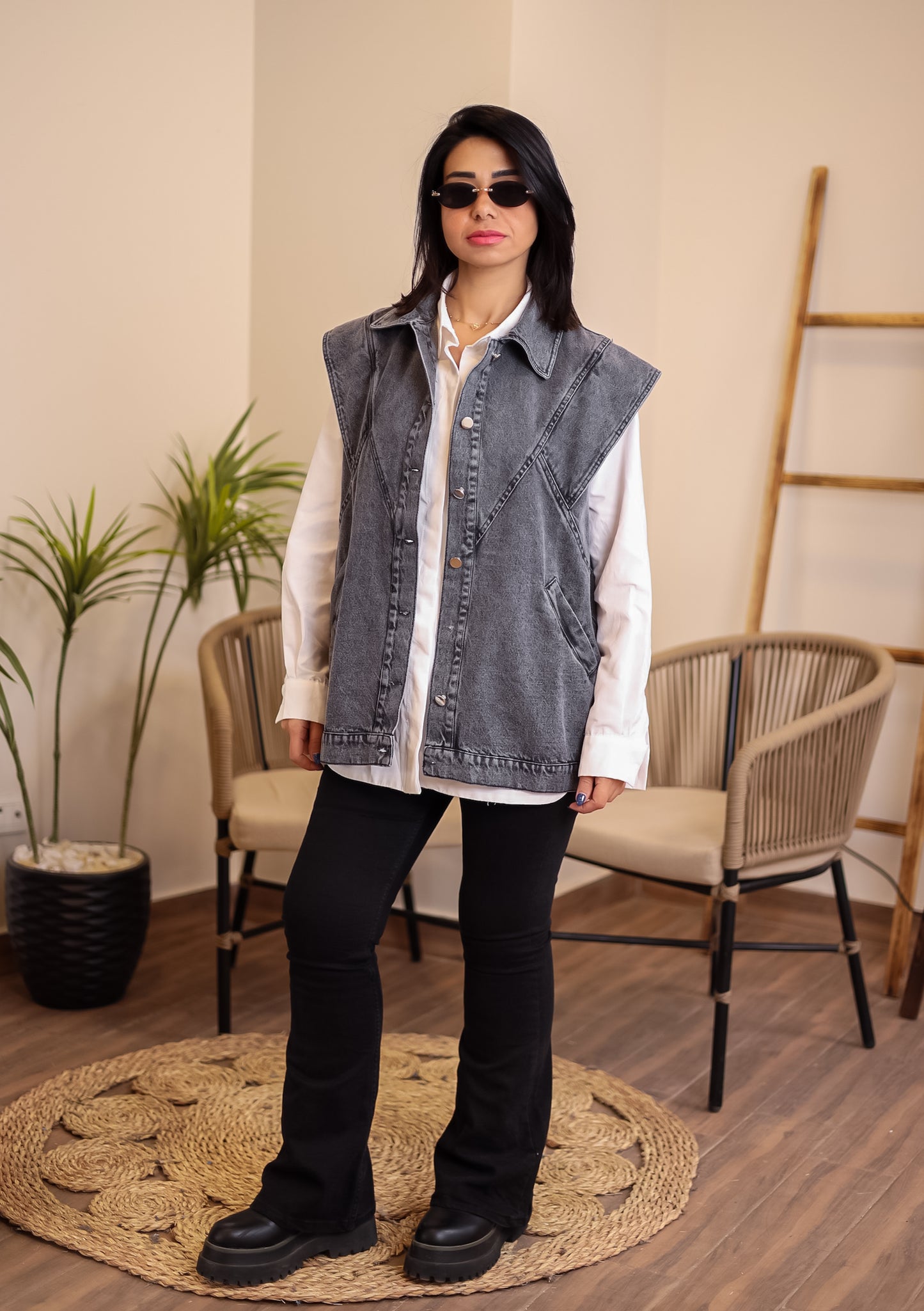 Denim vest - GREY