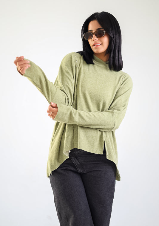 Studded knit top - pistachio