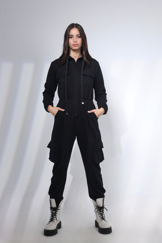 Cotton cargo jumpsuit