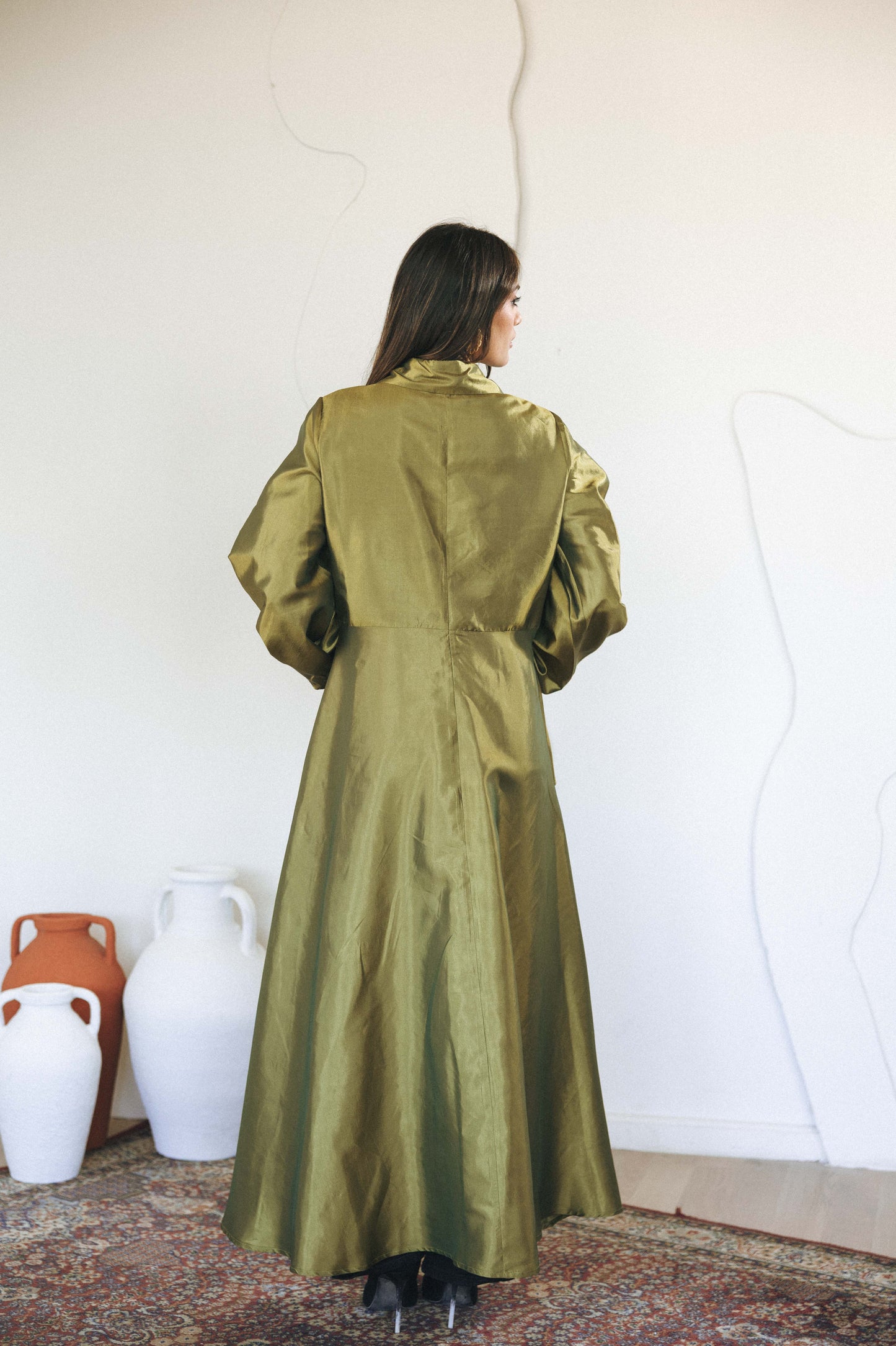 FLOW TAFFETA TOP - OLIVE