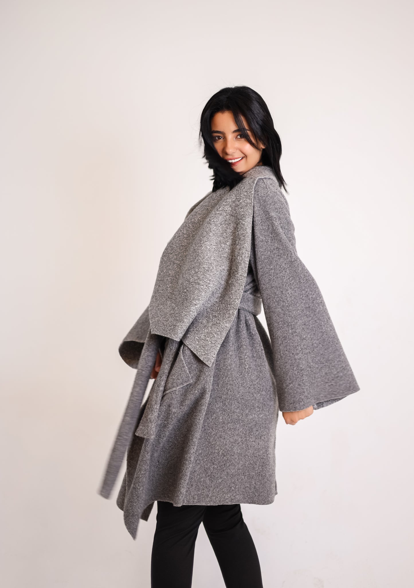 THE VELA WRAP COAT - GREY