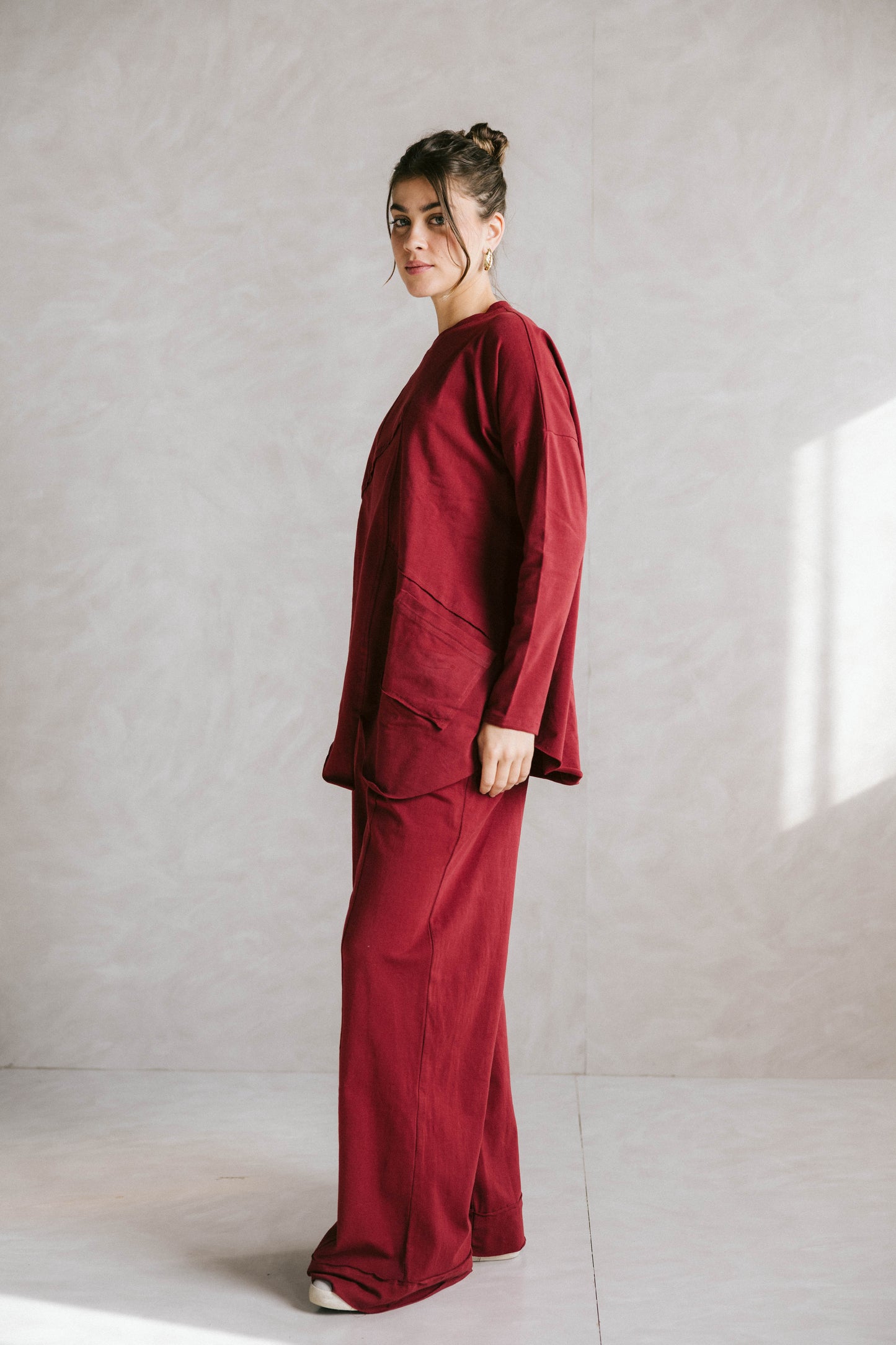 Unfinished cotton set - Maroon