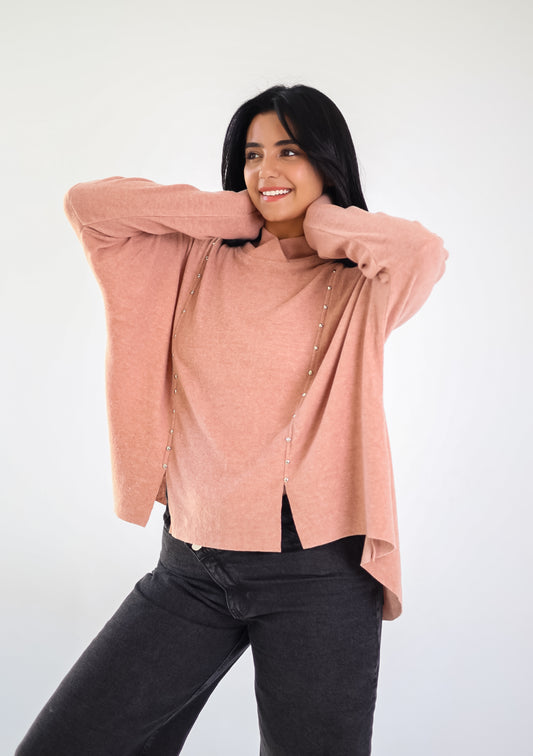Studded knit top - PINK