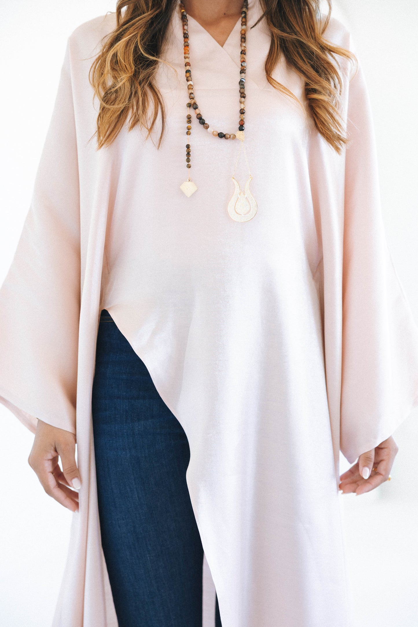 VELOUR FLOW KAFTAN - NUDE