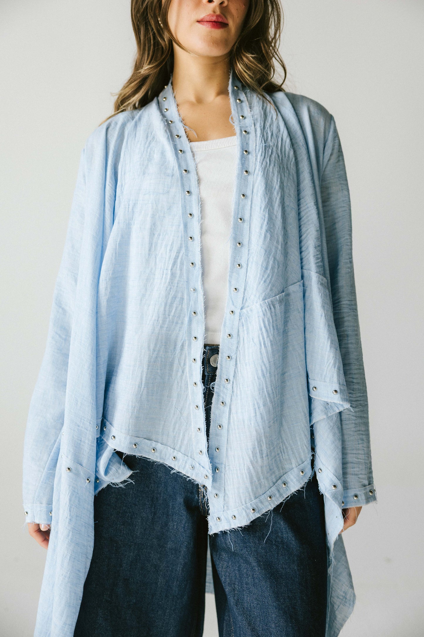 Studded asymmetric cardigan