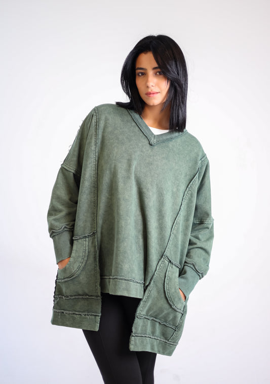 Washed sweatshirt - Olive