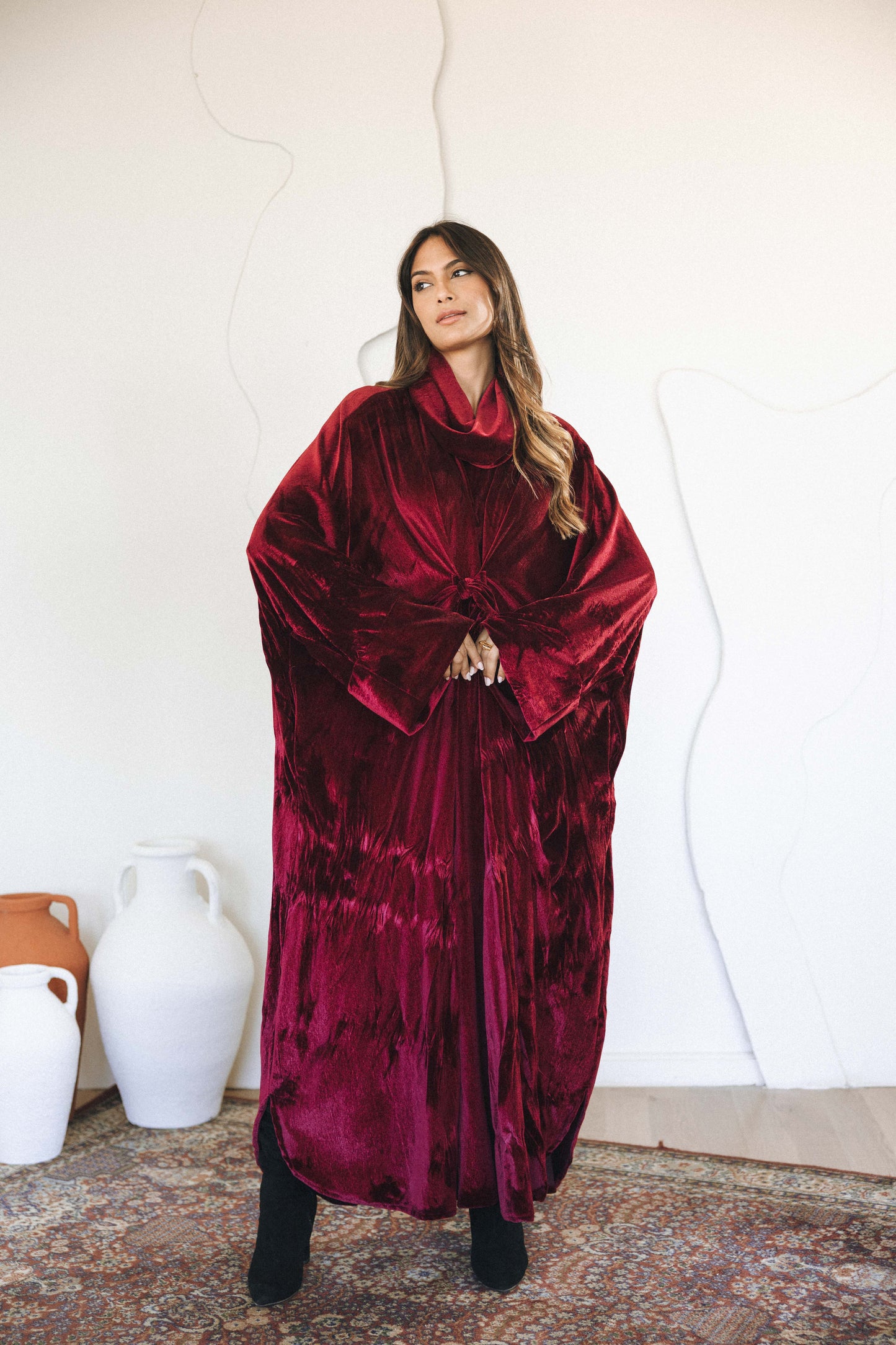 VELVET SERENITY KAFTAN - BURGUNDY