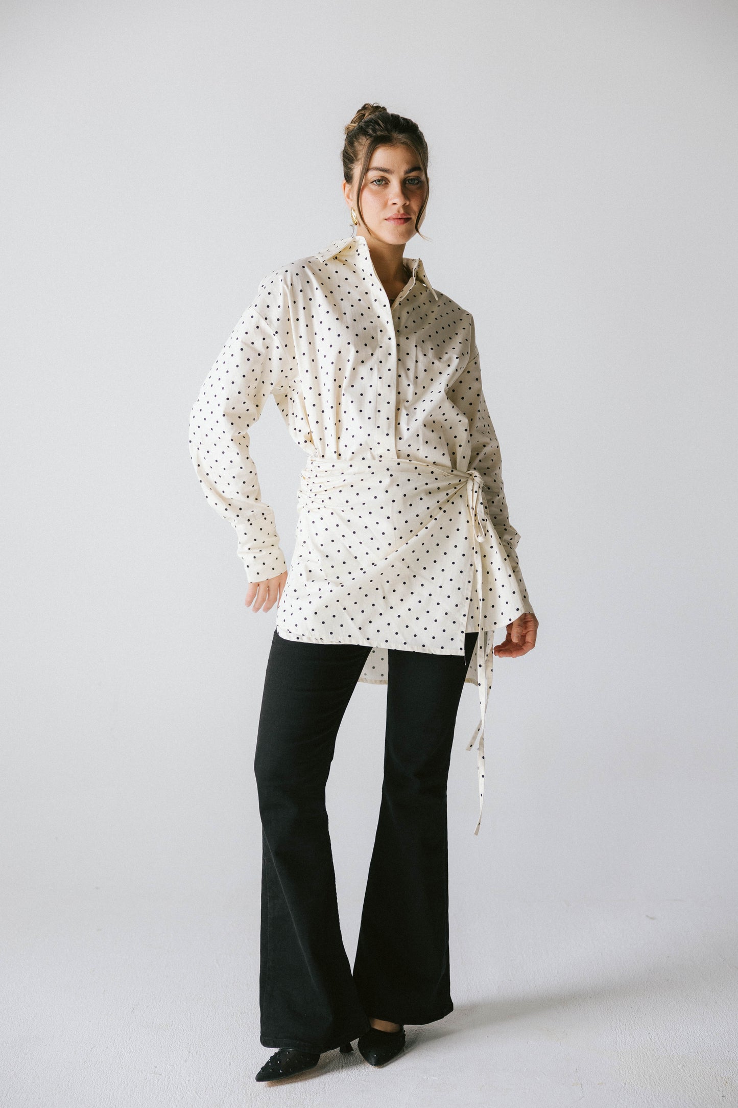 Polka dots poplin shirt