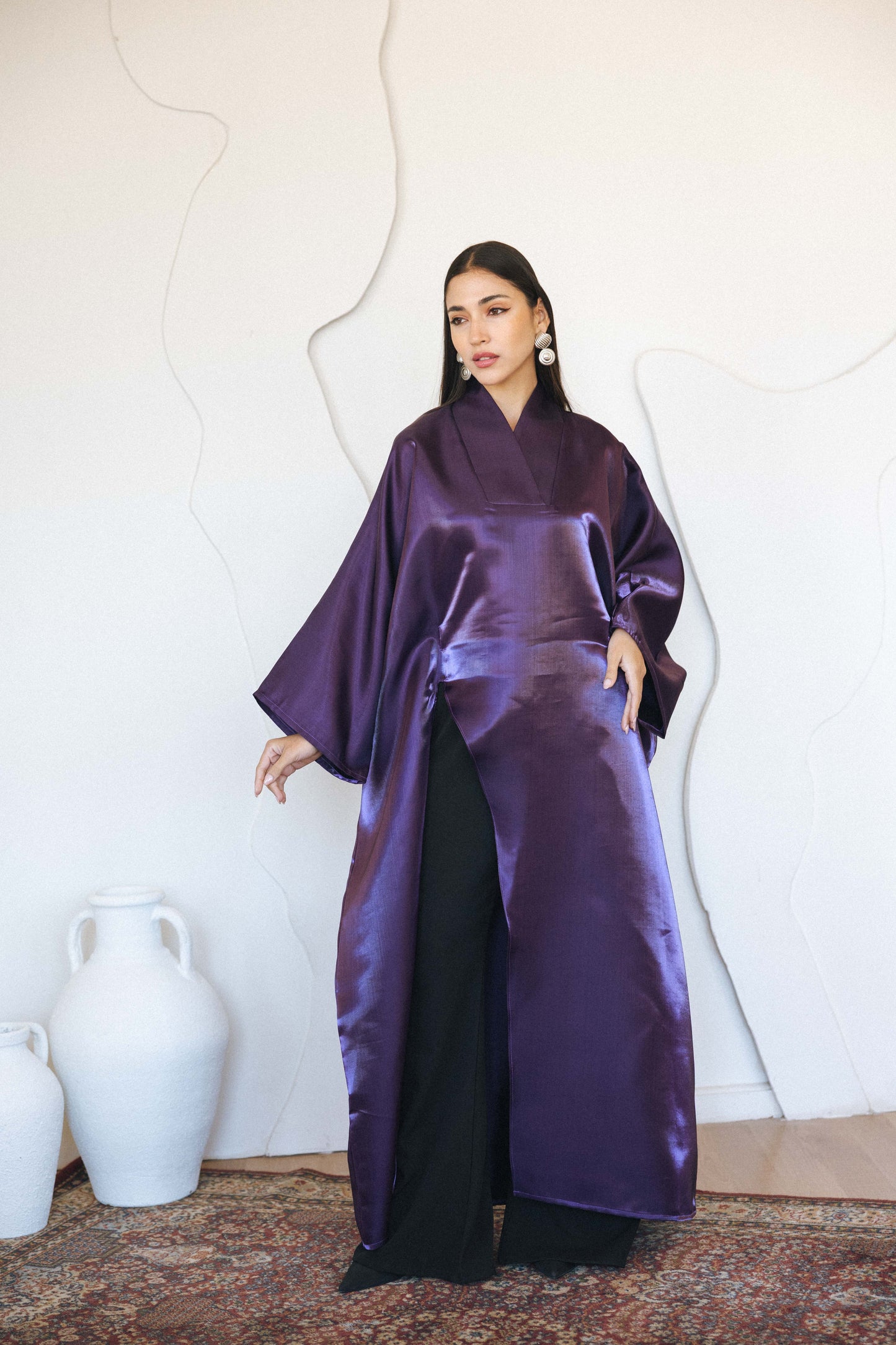 VELOUR FLOW KAFTAN - PURPLE