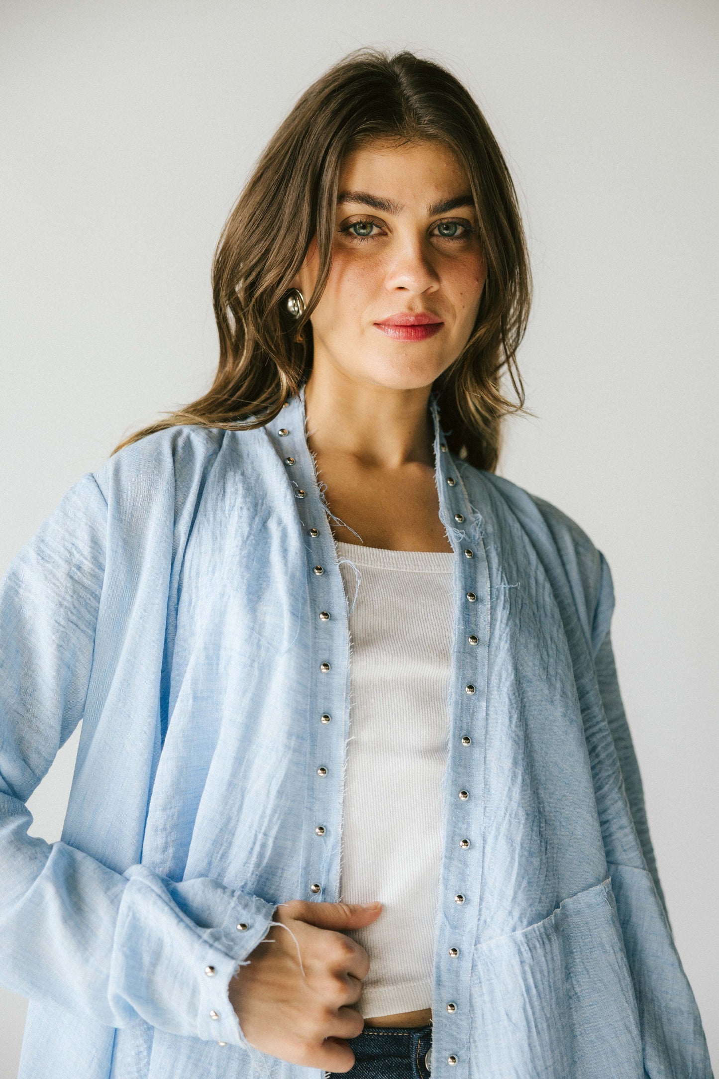 Studded asymmetric cardigan