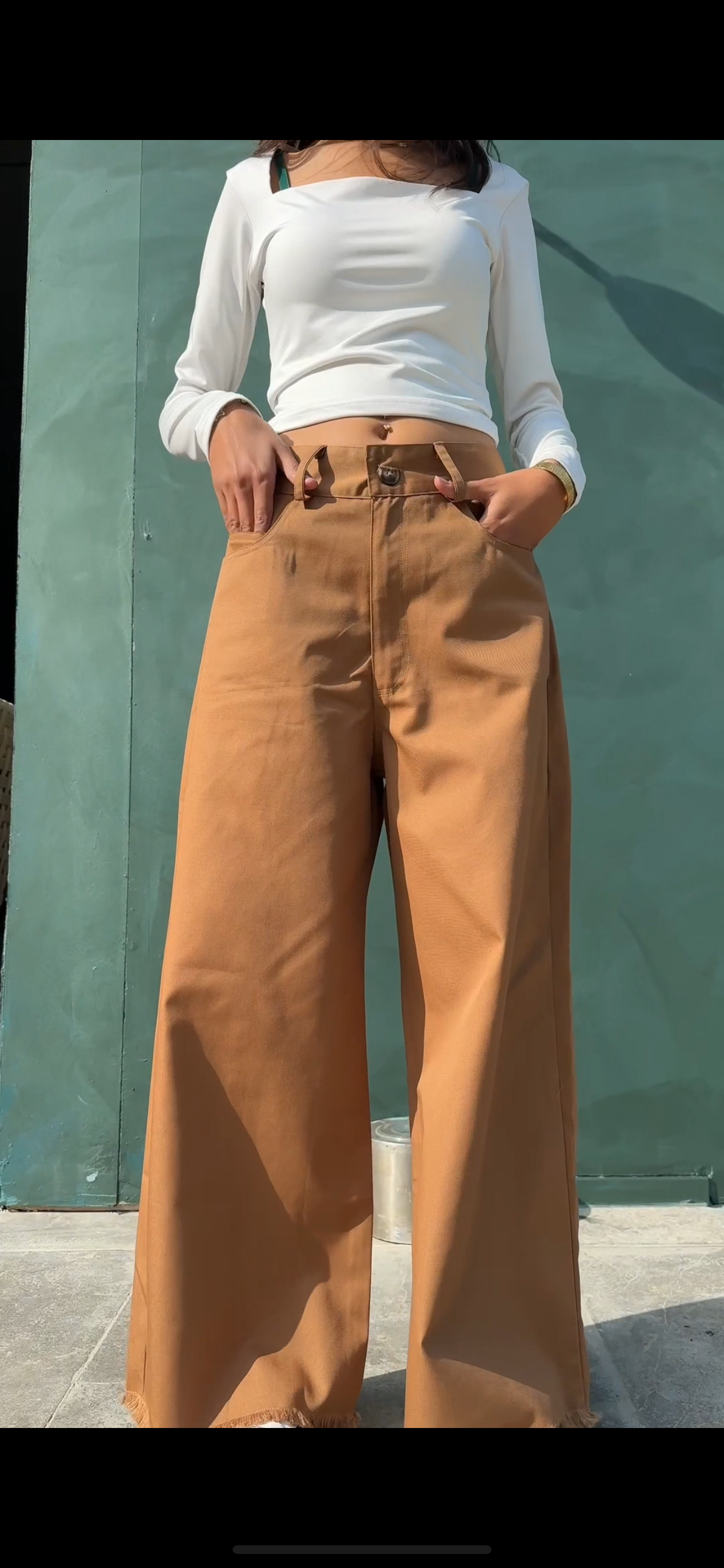 Gabardine wide leg pants