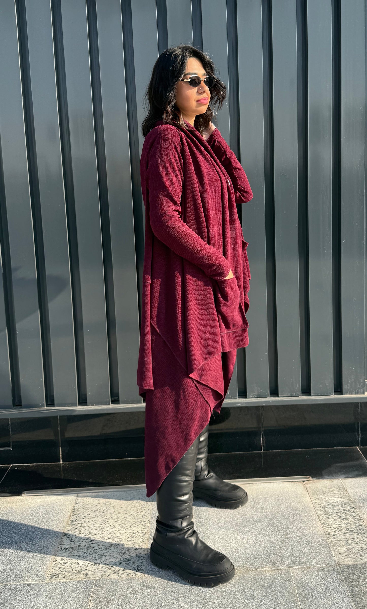 Asymmetrical knit cardigan