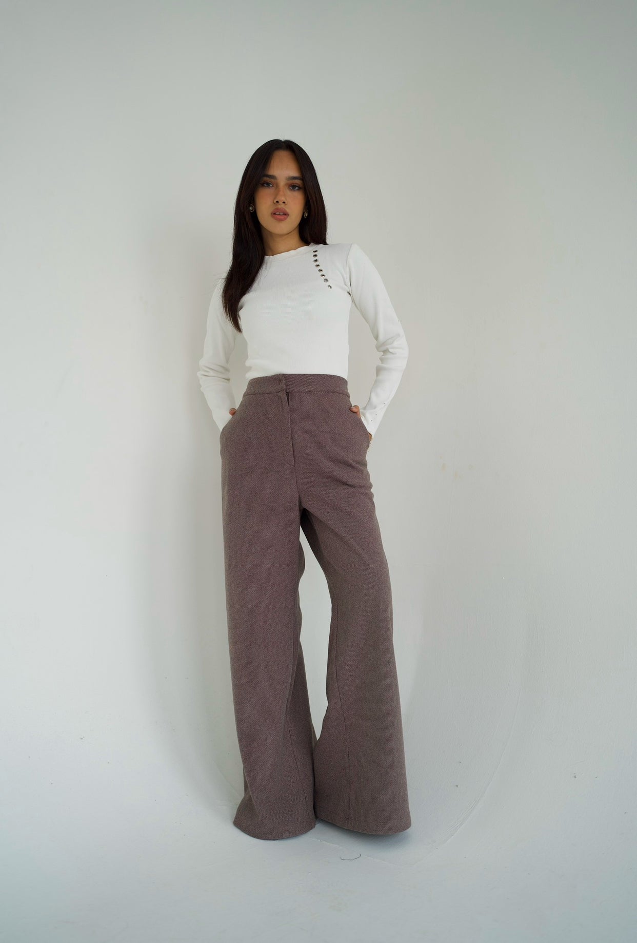 Wool straight pants