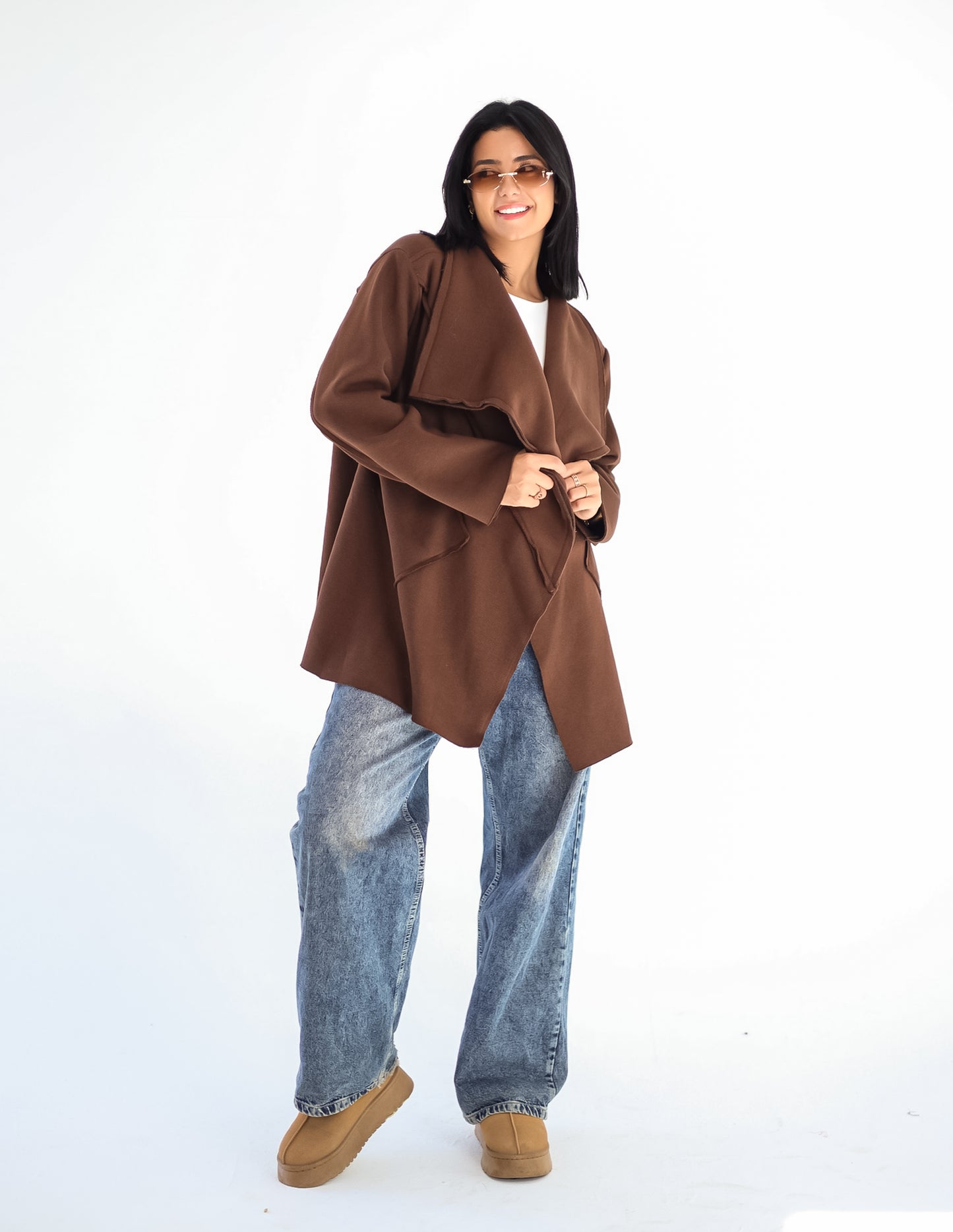 Unfinished Milton cardigan - BROWN