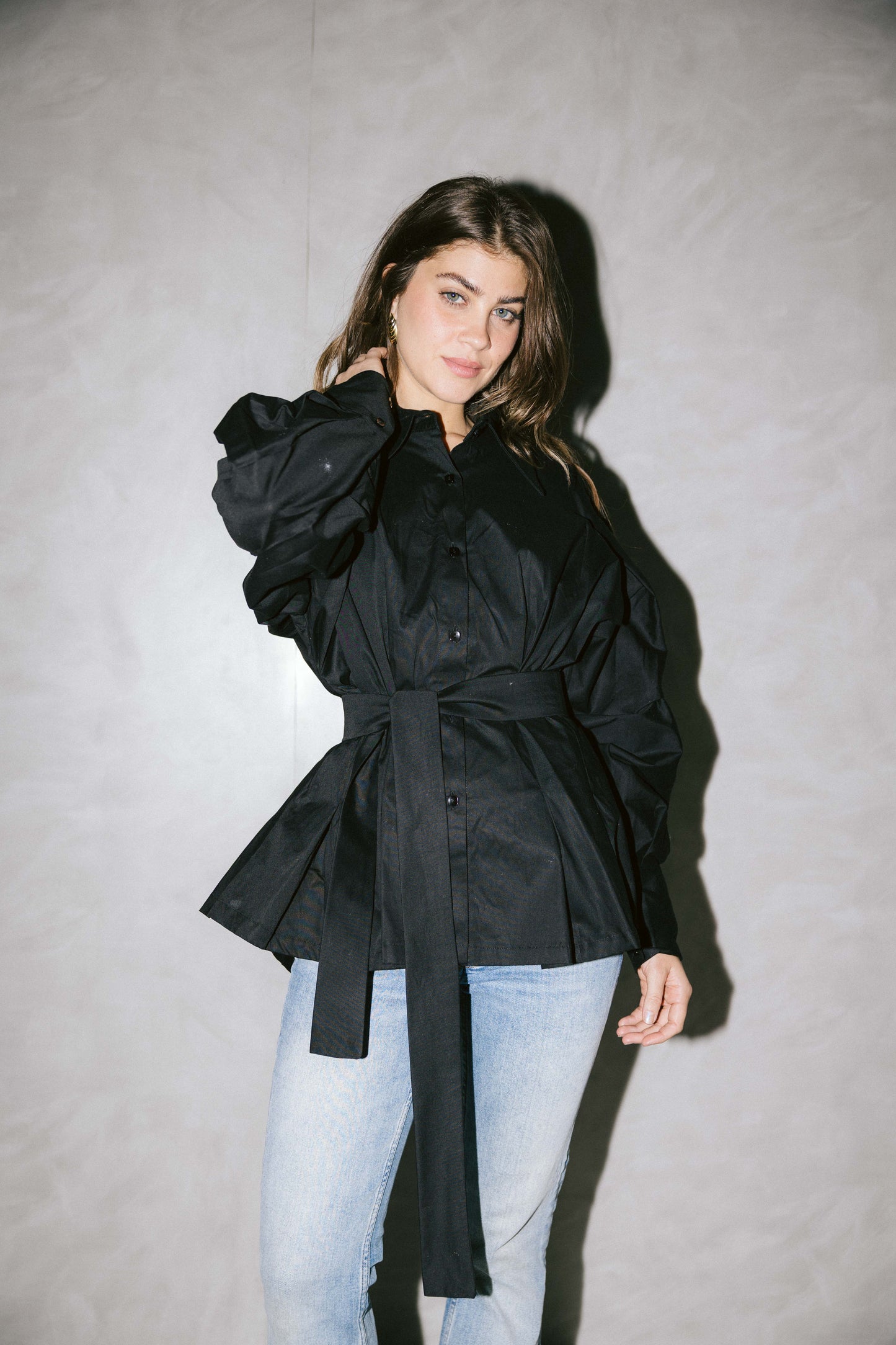 Waistline poplin shirt