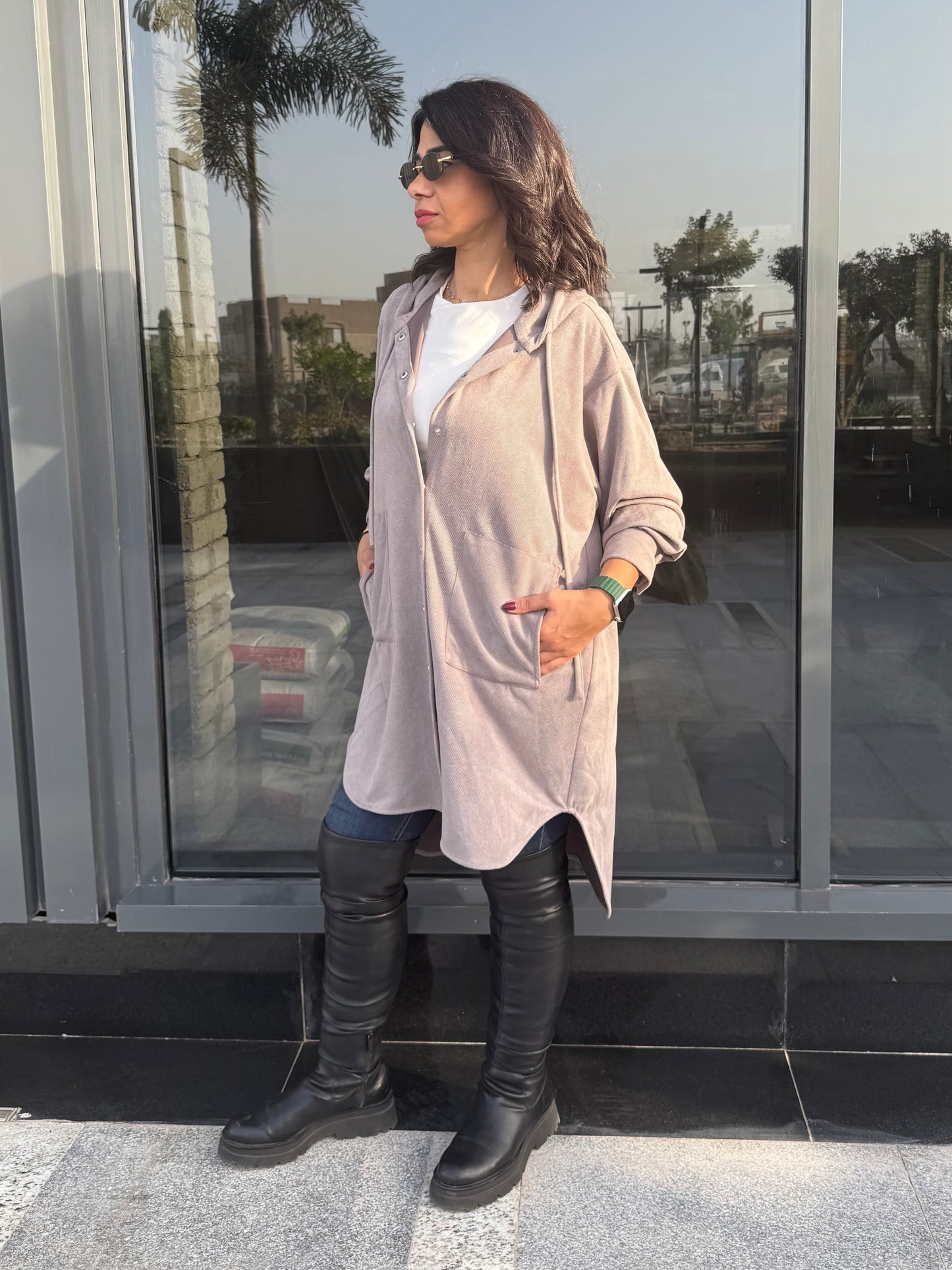 The striped suede oversized shirt