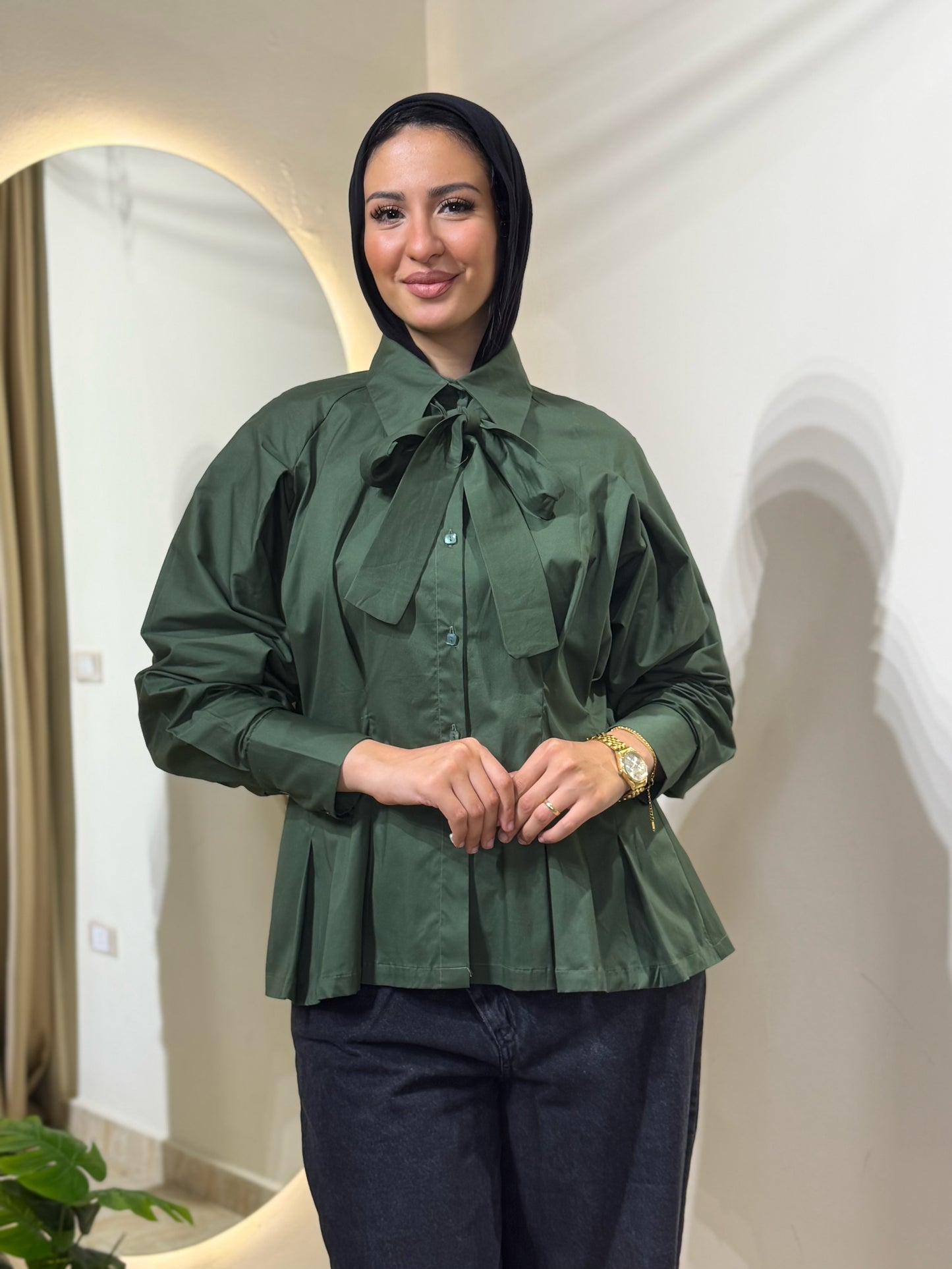 Waistline poplin shirt