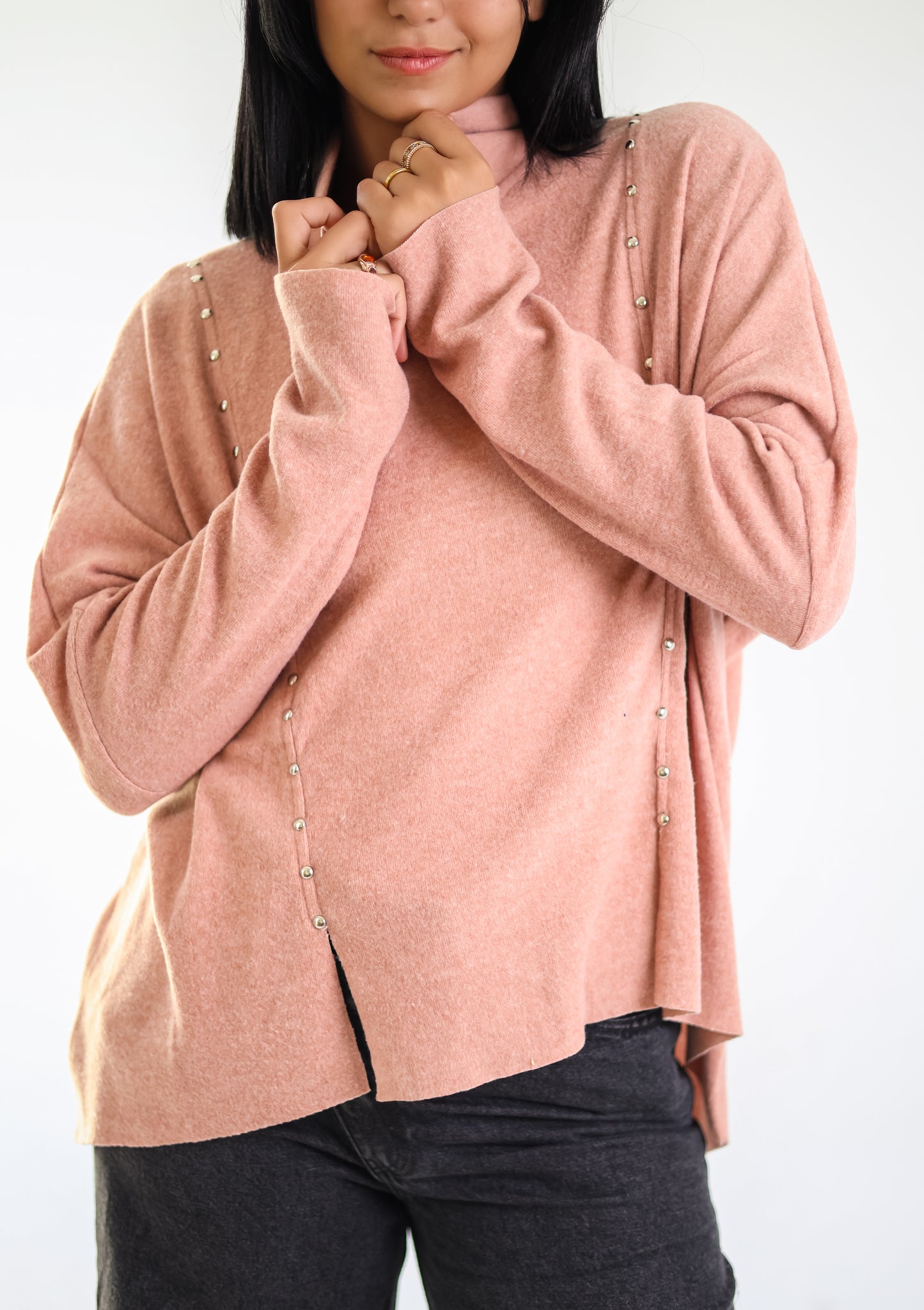 Studded knit top - PINK