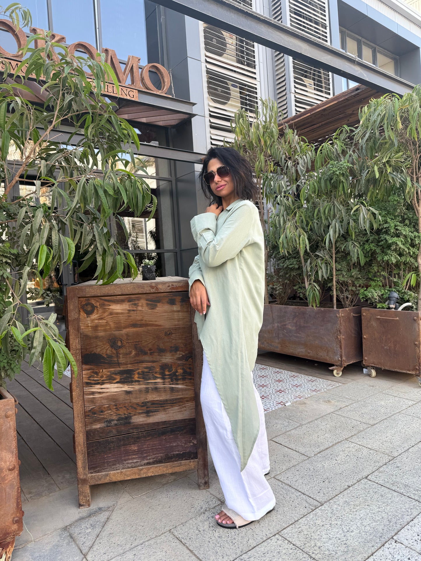 Asymmetric linen shirt